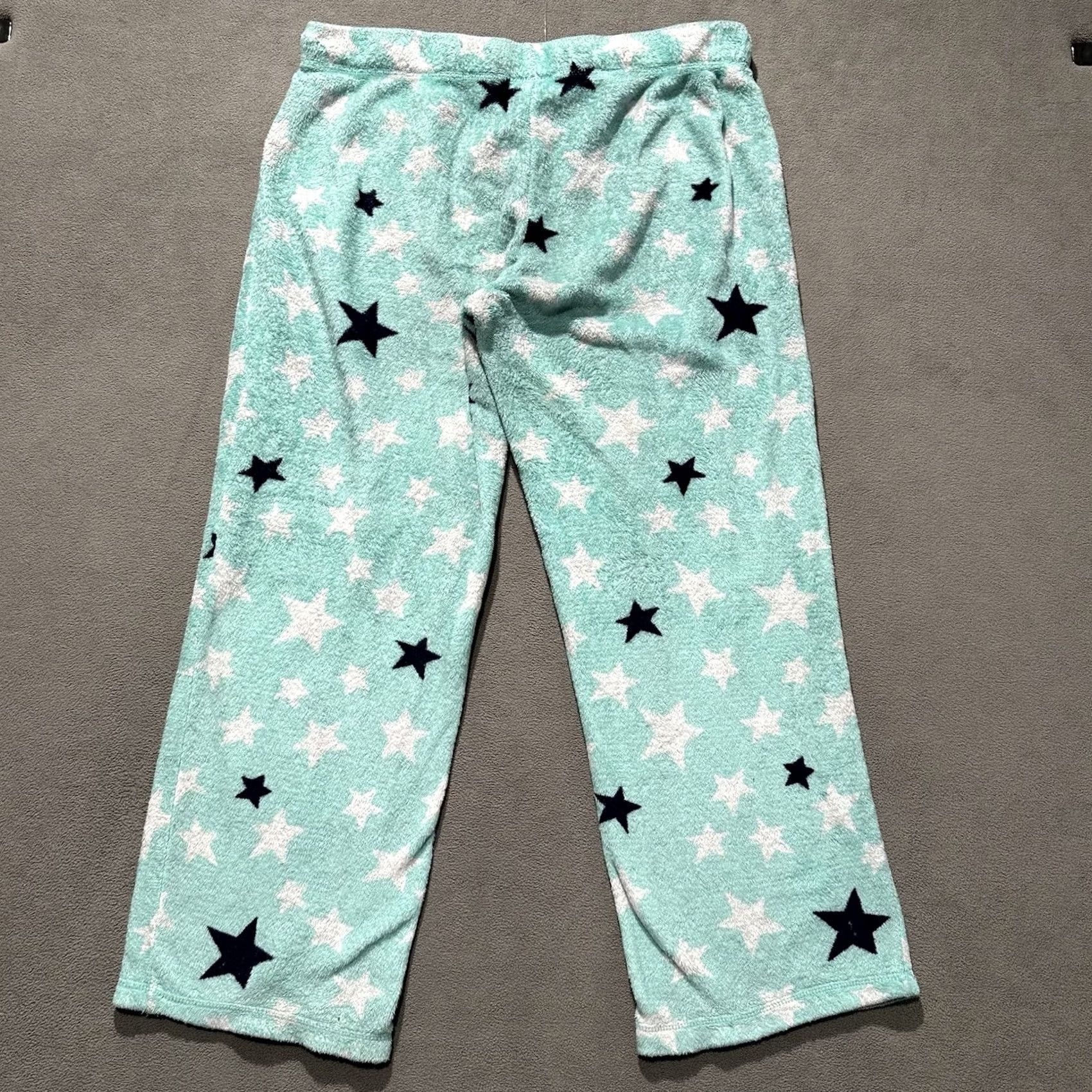 Vintage Secret Treasures Pajama Pants Women XL Mint Green Star Print Fleece Lounge Sleep Size 40" / US 18 - 2 Thumbnail