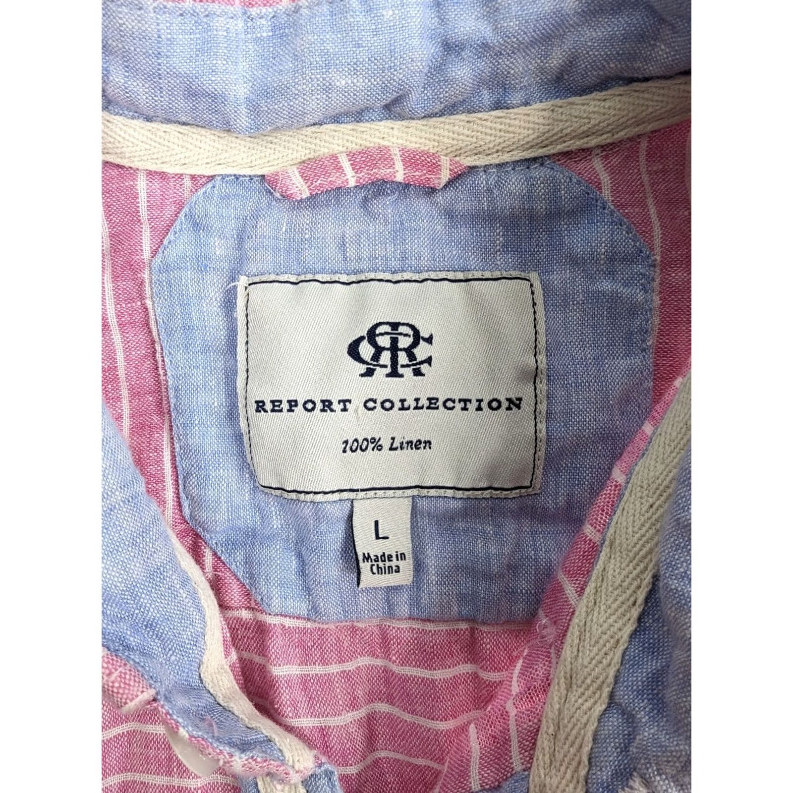 Vintage Report Collection Pink Stripe Shirt Mens Large Short Sleeve Button Down Camp Size US L / EU 52-54 / 3 - 6 Thumbnail