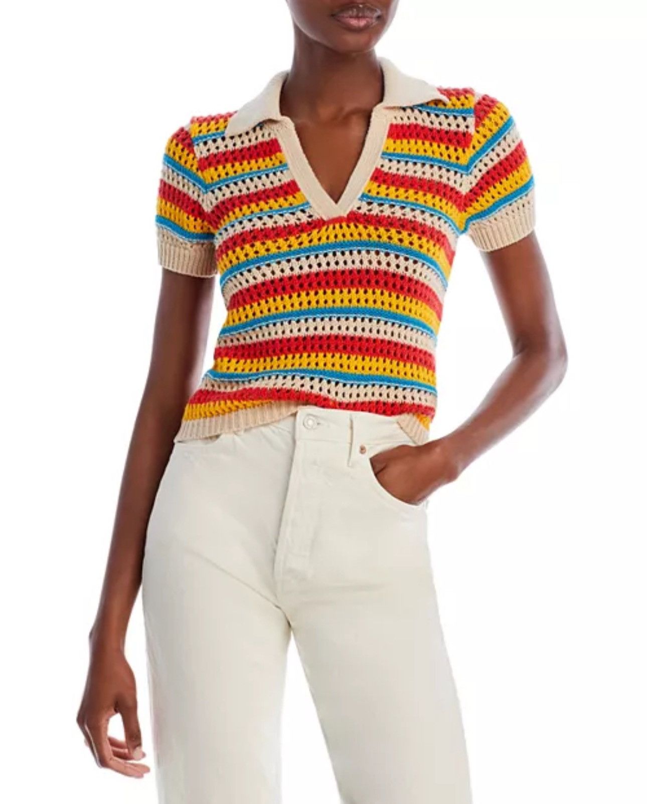the playing field top in primary pop stripe by MOTHER denim