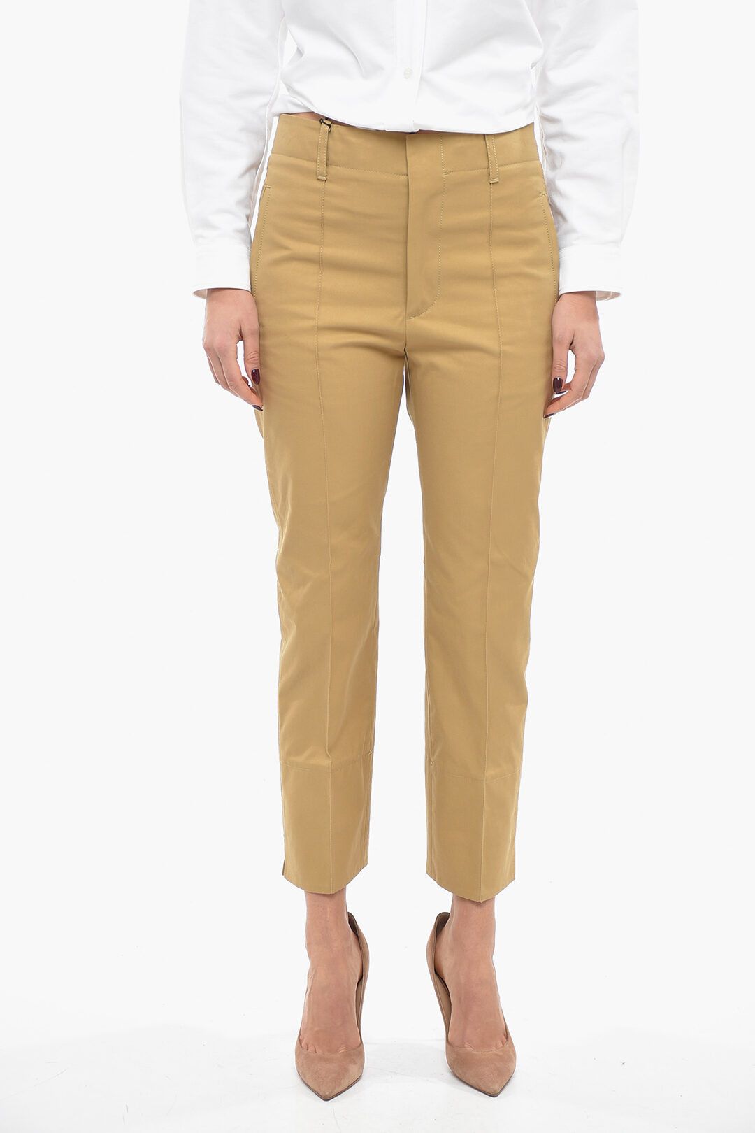 og1mm0524 Cotton Front Pleated Tapered Fit Pant in Brown
