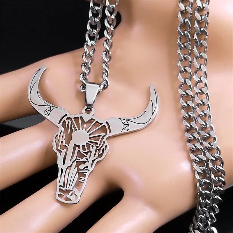 Jewelry Bull Head Pendant Charms Necklace Emblem Talisman Size ONE SIZE - 4 Thumbnail