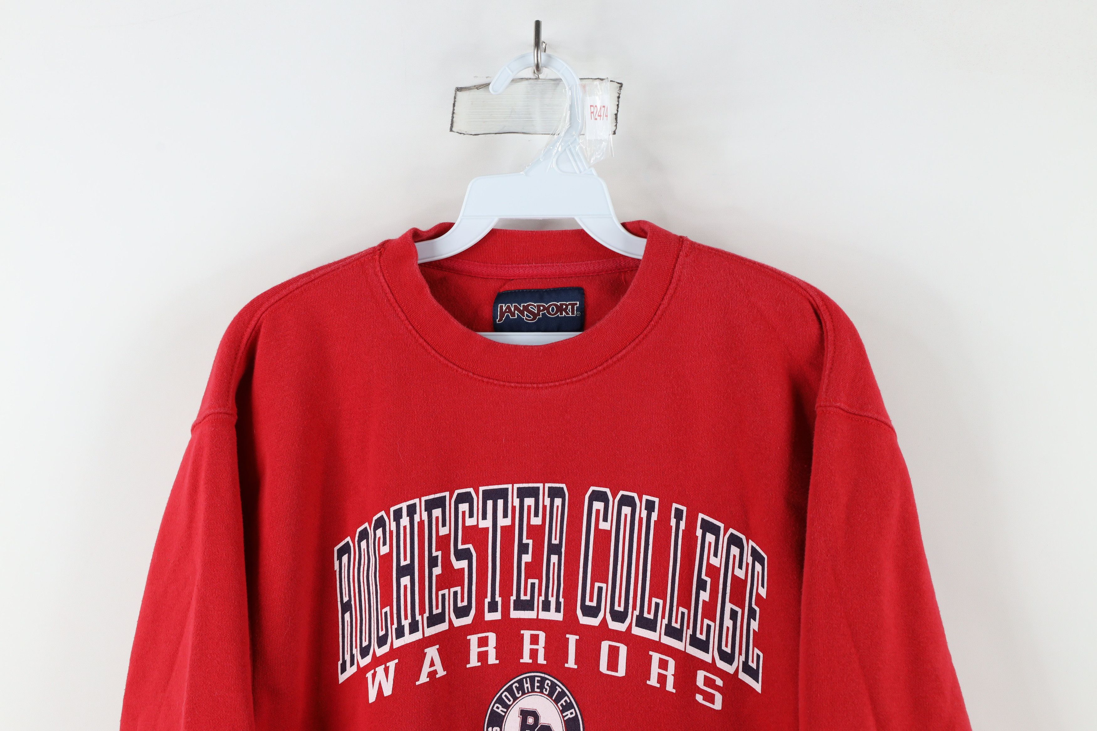 Jansport × Vintage Vintage 90s Rochester Warriors Crewneck Sweatshirt Red Size US S / EU 44-46 / 1 - 2 Thumbnail