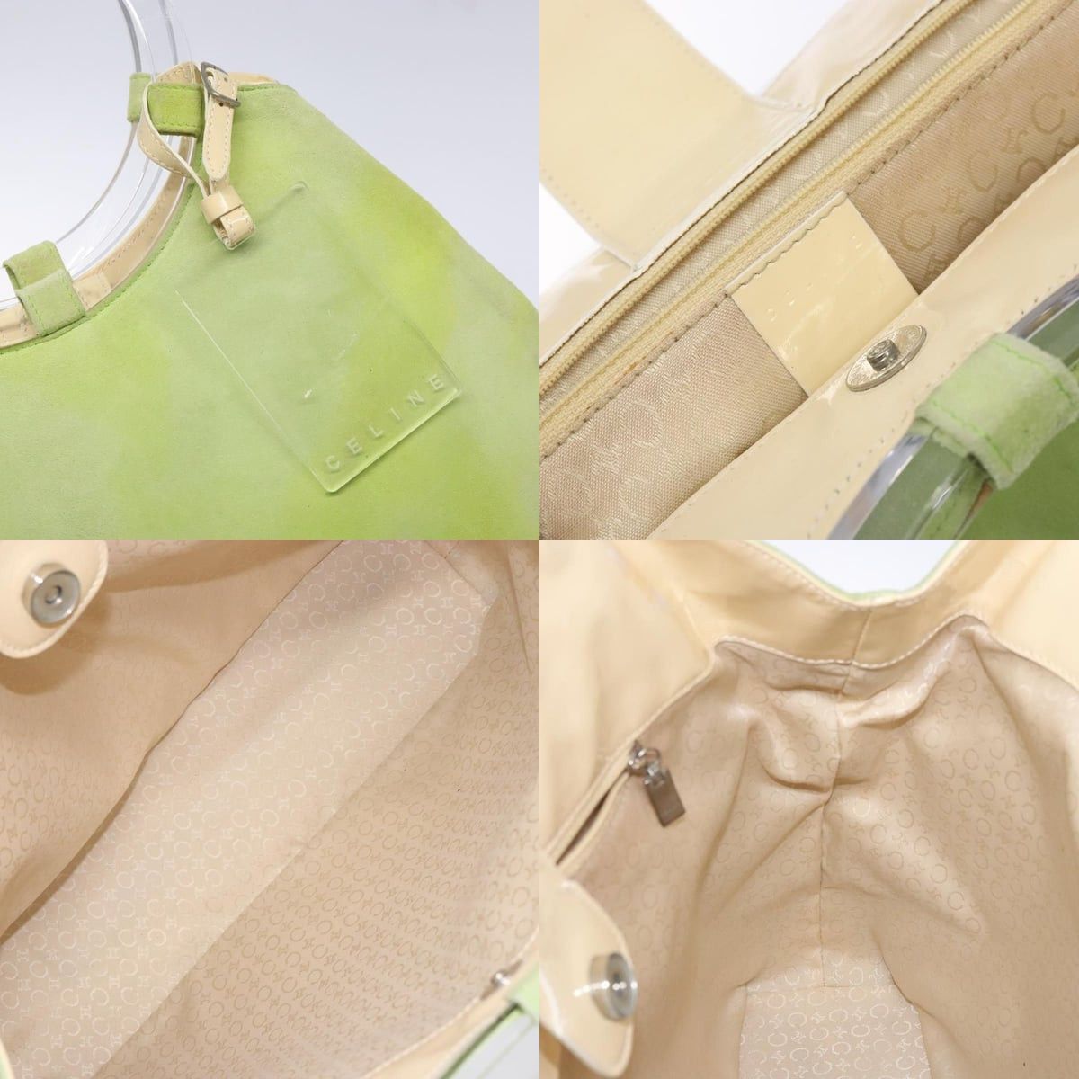 Celine CELINE Hand Bag Suede Silver Light Green Size ONE SIZE - 11 Thumbnail