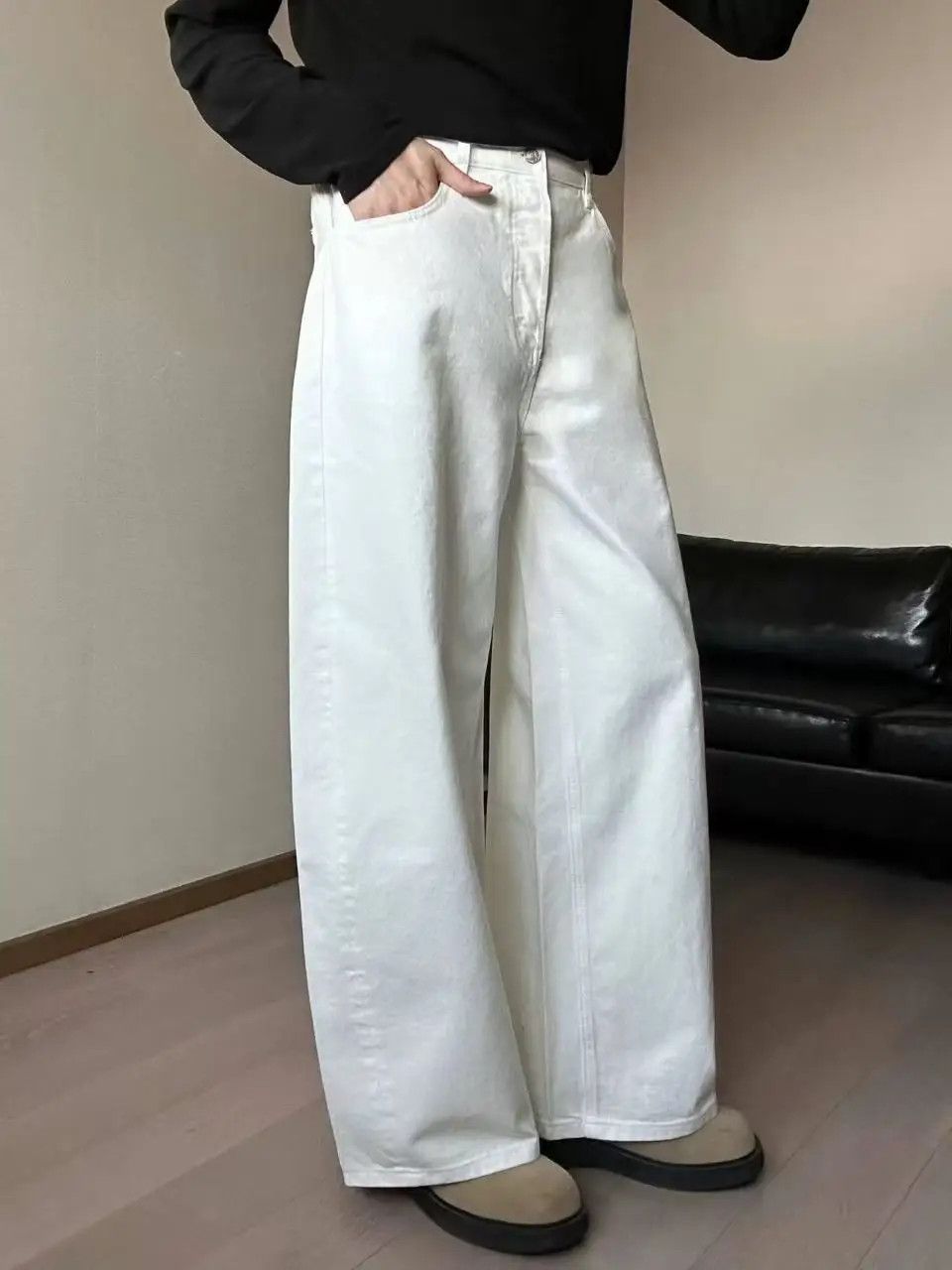 Japanese Brand White Straight Fit Jeans Size US 34 / EU 50 - 2 Thumbnail