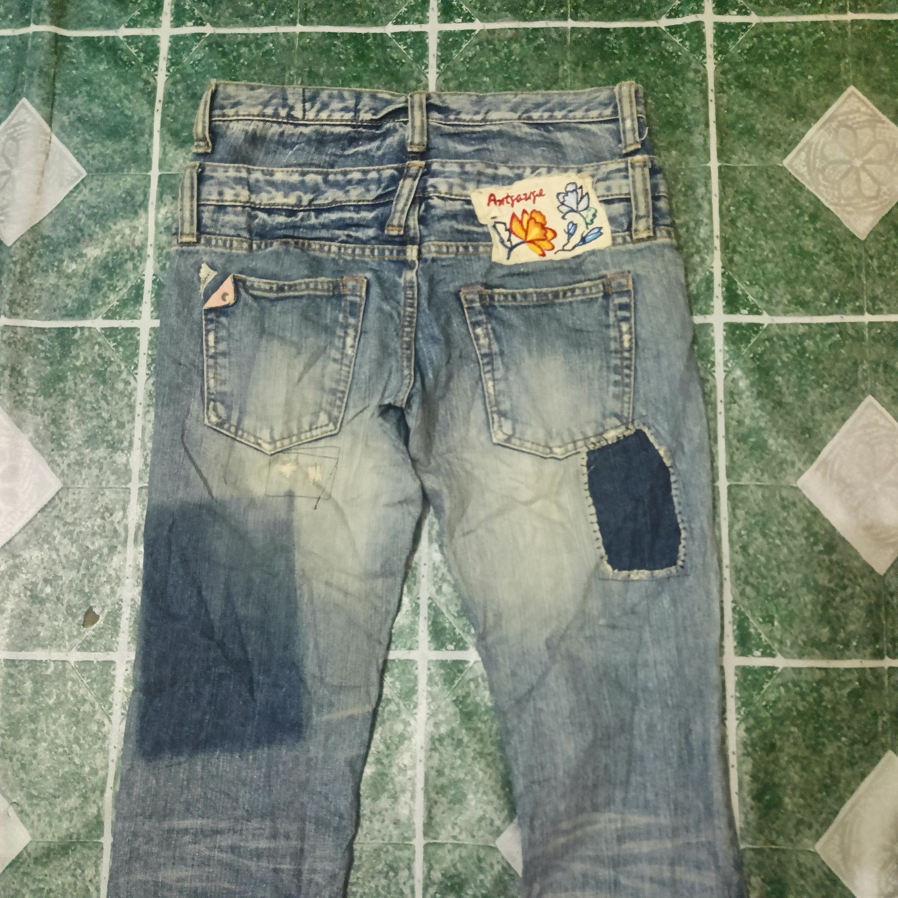 Ends Repair Rare Antgauge distressed denim patchwork design double waist Size US 28 / EU 44 - 13 Thumbnail