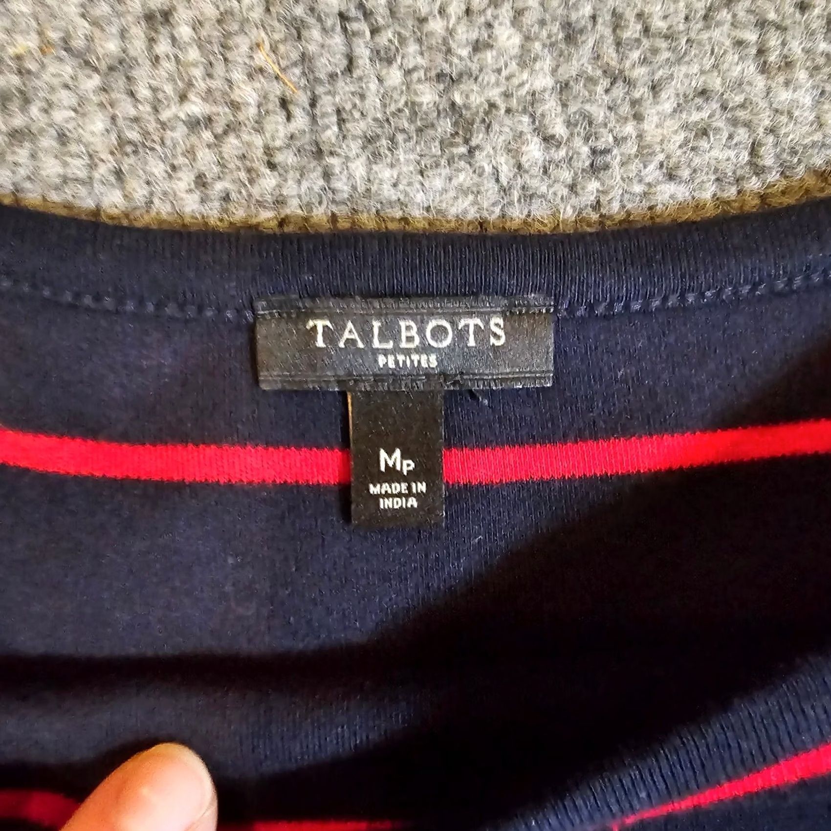 Talbots Talbots Dress Women Petite Medium Blue Red Striped Sheath Fitted Stretch Casual Knit Navy Black?? Size M / US 6-8 / IT 42-44 - 3 Thumbnail