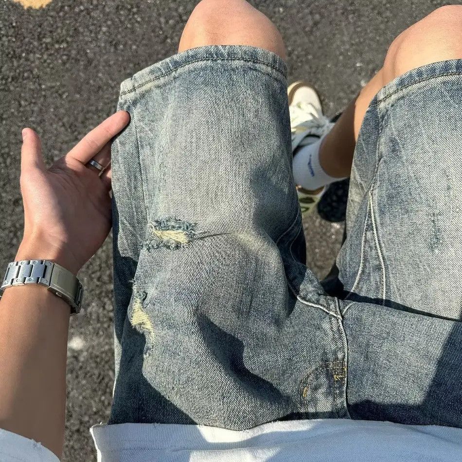 Japanese Brand × Jean Retro high street ripped denim shorts Size US 32 / EU 48 - 5 Thumbnail