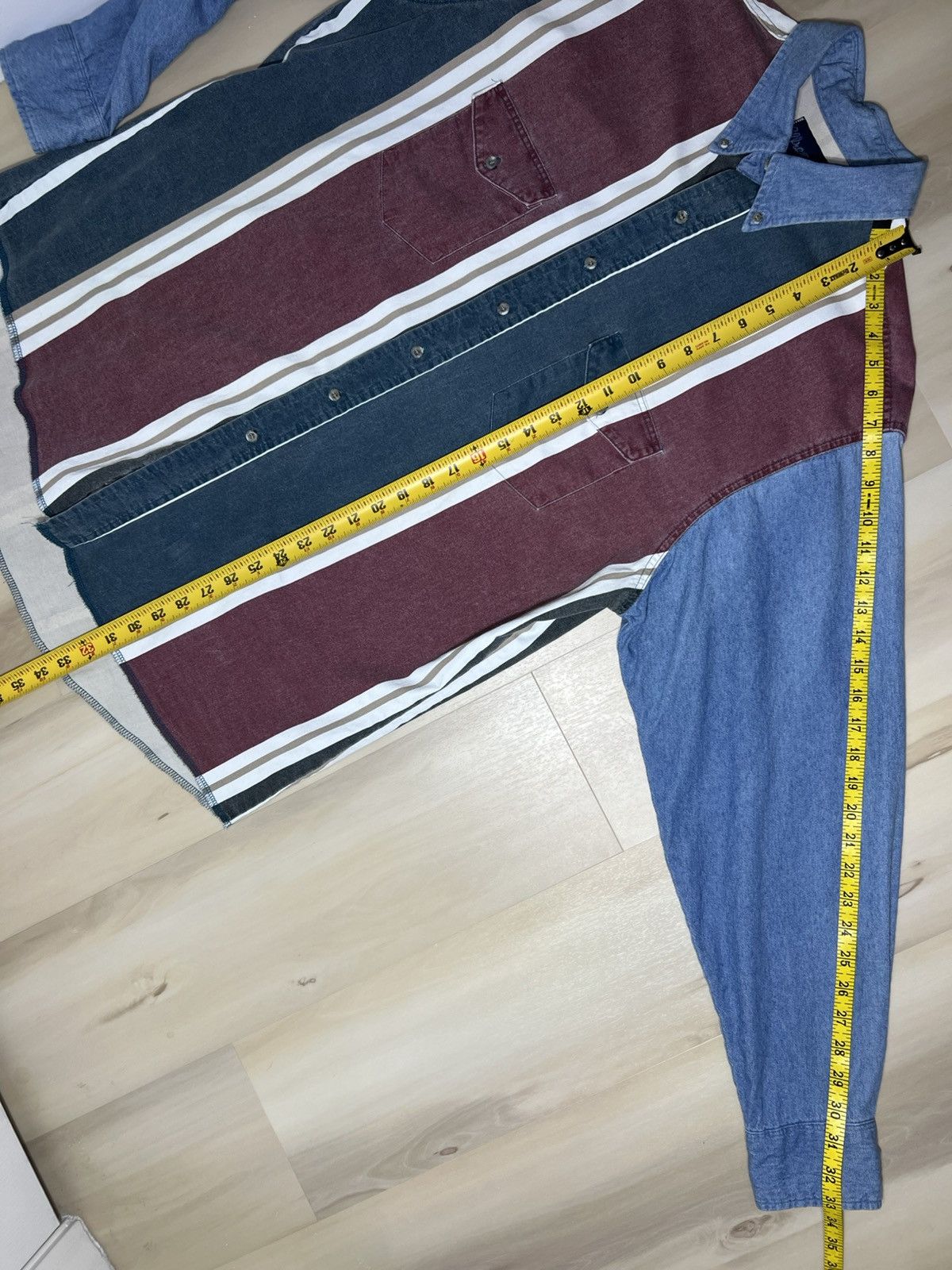 Wrangler Wrangler Brushpopper 17.5-35 Striped Denim Western X-Long Size US XL / EU 56 / 4 - 4 Thumbnail
