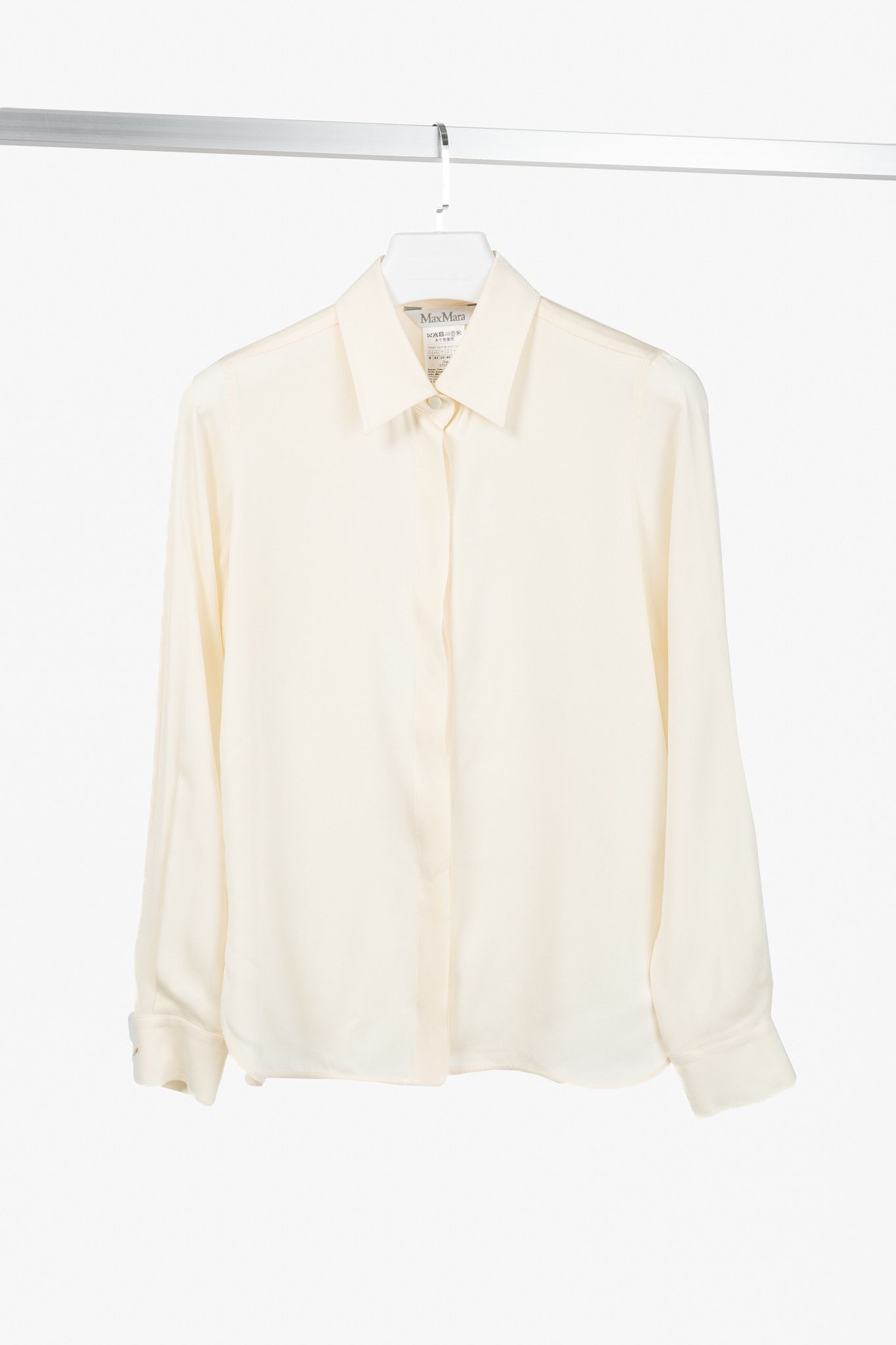 Max Mara Max Mara Filmato Ivory Silk Crepe de Chine Buttoned Blouse Size M / US 6-8 / IT 42-44 - 1 Thumbnail