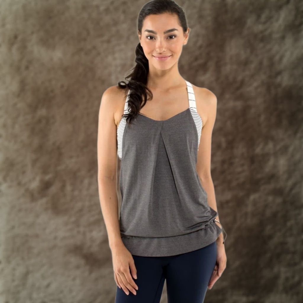 Lululemon Lululemon Rest Less Tank Shirt Women Size 6 Gray Sleeveless Racerback Light Heathered Soot Striped Size M / US 6-8 / IT 42-44 - 1 Thumbnail