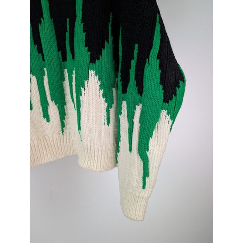 Bottega Veneta o1rshd1 Heavyweight Wool Graphic Knit Sweater Parakeet/Black Size US L / EU 52-54 / 3 - 6 Thumbnail