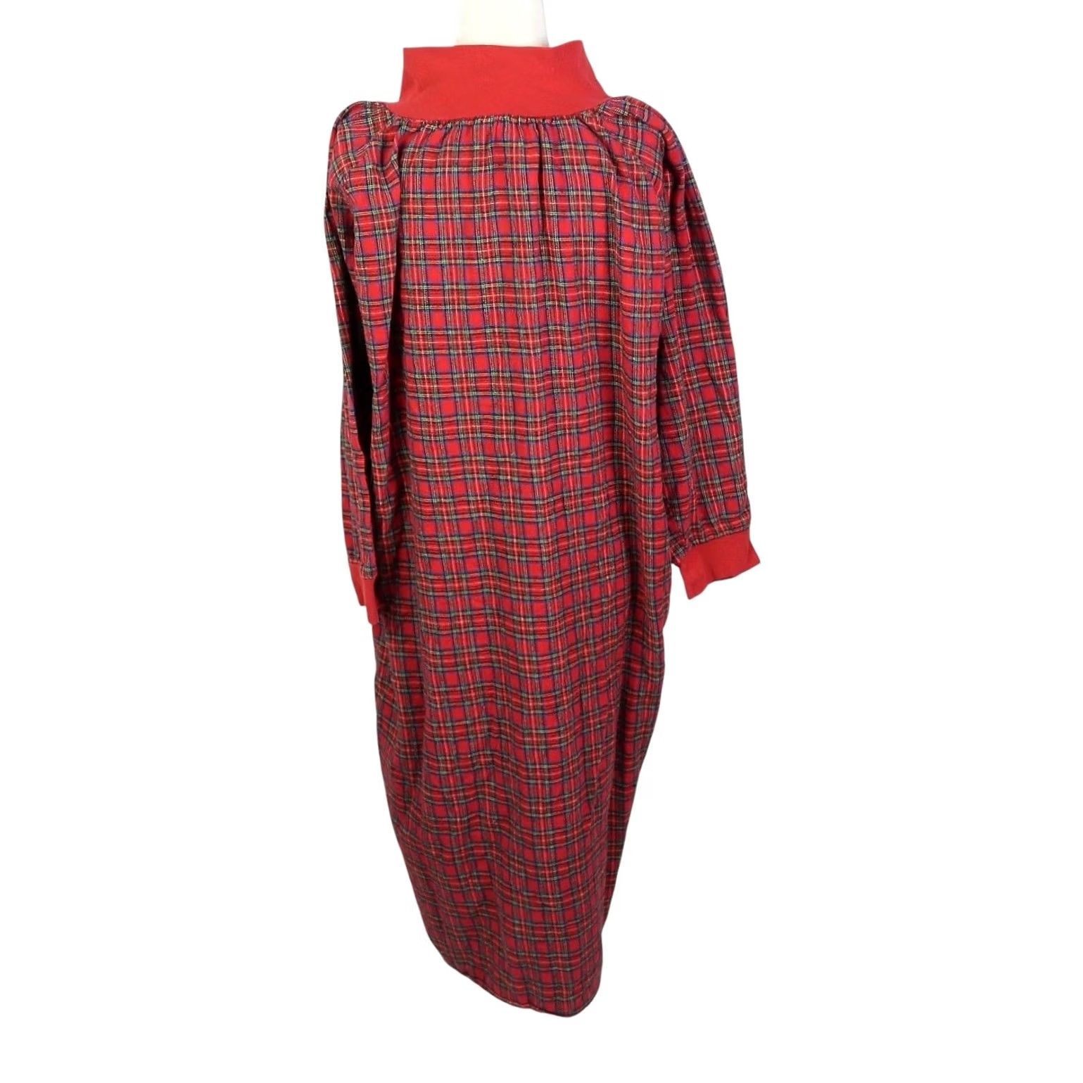 Vintage VINTAGE Anthony Richards Red Plaid Flannel Zip Front Nightgown Dress L Womens Size L / US 10 / IT 46 - 4 Thumbnail