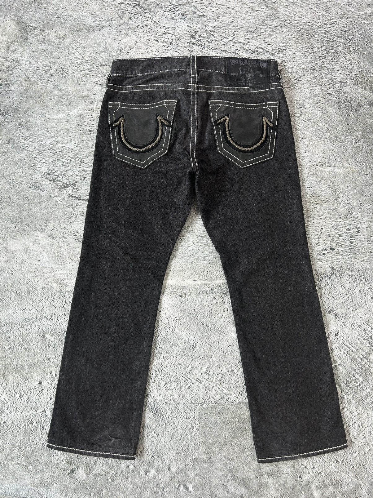 True Religion vintage black jeans denim thick stitching Y2K