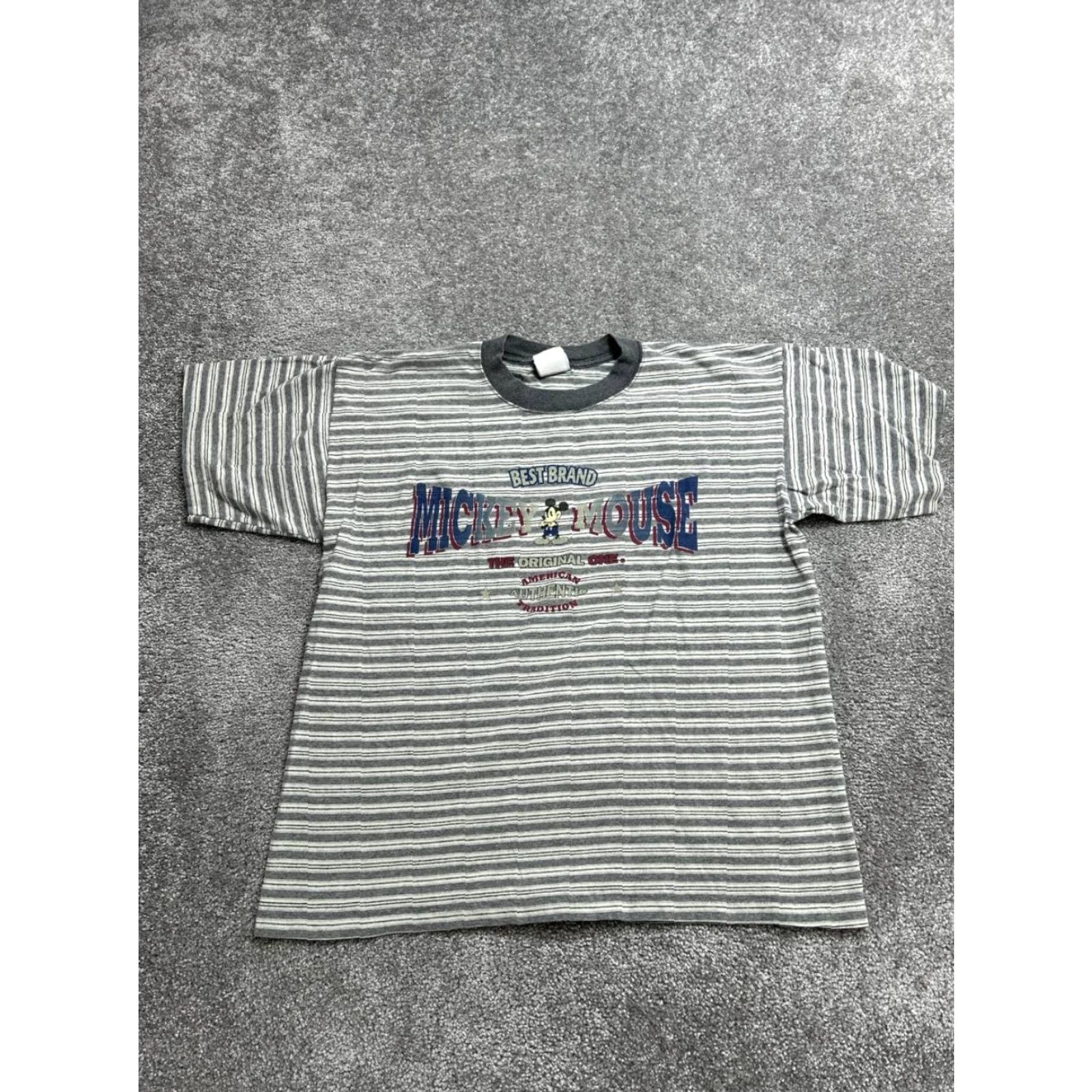 Mickey & Co. VINTAGE Mickey & Co T-Shirt Mens XL Gray Striped Graphic The Original One Size US XL / EU 56 / 4 - 2 Thumbnail