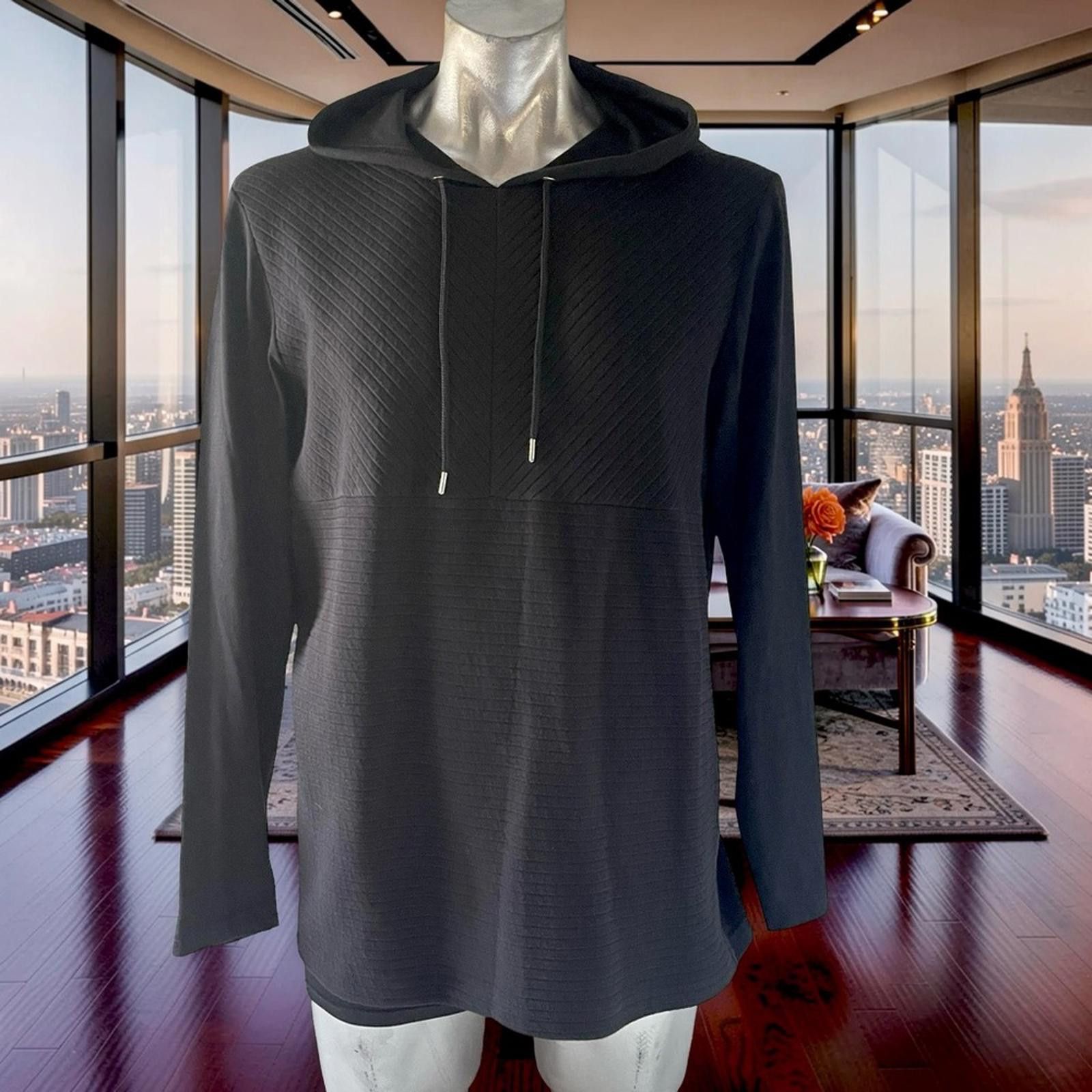 Other NWOT INC Black Hooded Long Sleeve Top in size L Size ONE SIZE - 1 Thumbnail