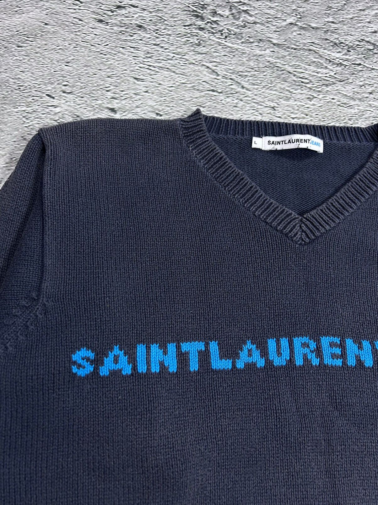 Vintage × Yves Saint Laurent Saint Laurent Paris sweater big logo spellout jeans SLP YSL Size US L / EU 52-54 / 3 - 3 Thumbnail