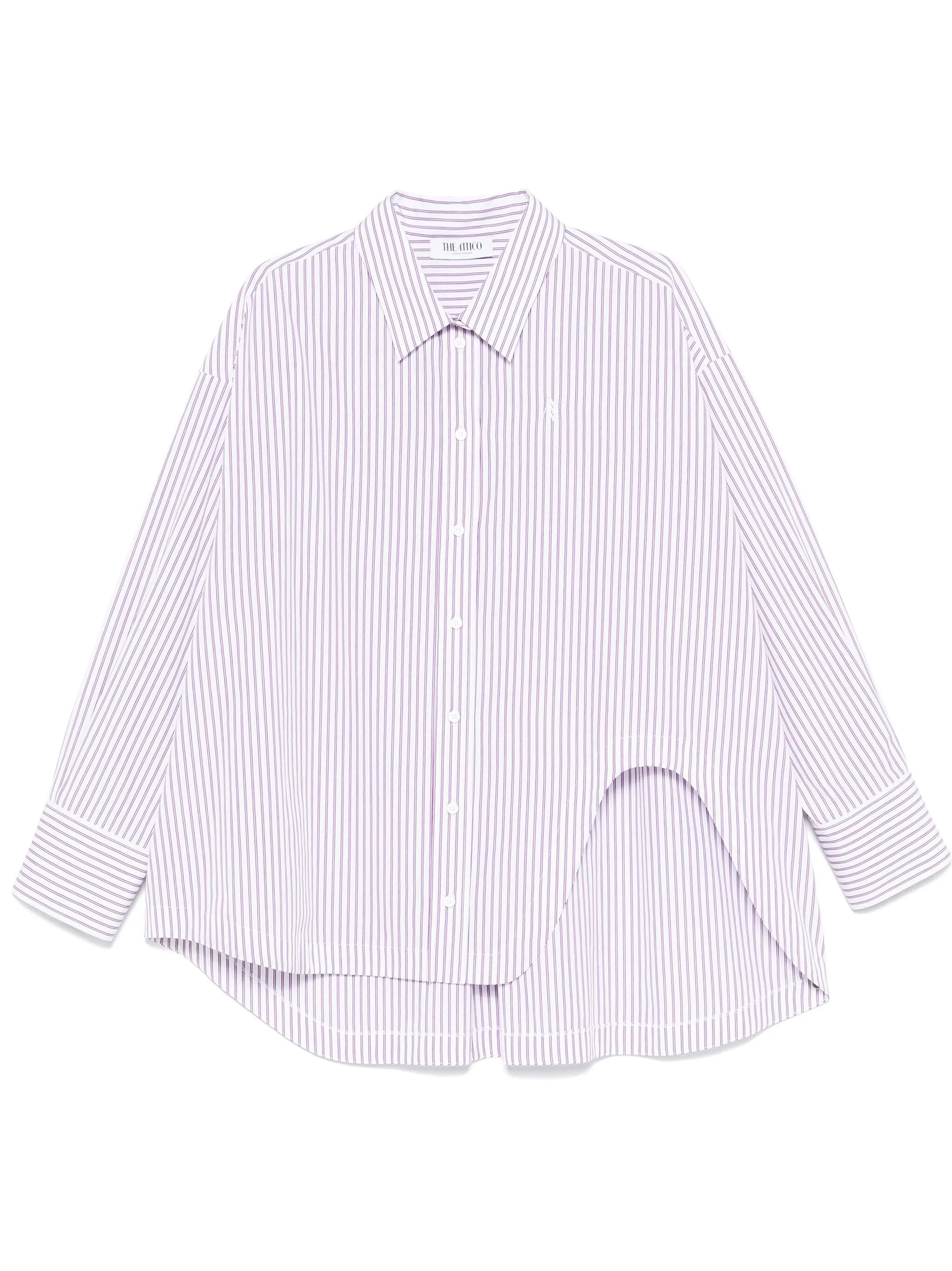 The Attico o1s22i1n0325 Striped Oversized Shirt in White Purple Size S / US 4 / IT 40 - 1 Thumbnail