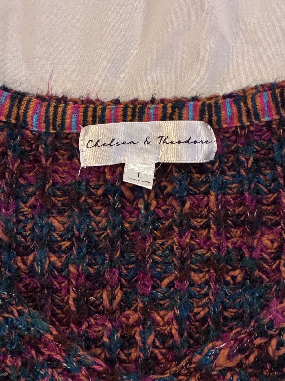 Other Chelsea & Theodore Multicolor Marled Knit V-Neck Sweater Size L / US 10 / IT 46 - 4 Thumbnail