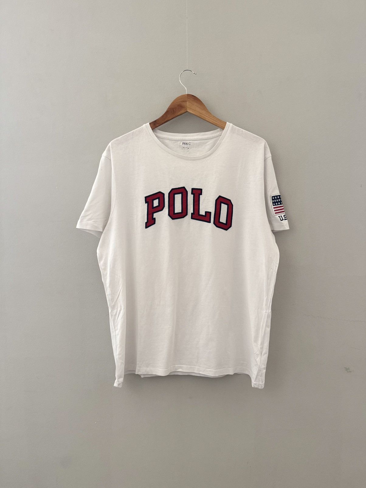 Polo Ralph Lauren Vintage Polo Ralph Lauren USA Big Flag Logo Tee Size US XL / EU 56 / 4 - 1 Thumbnail