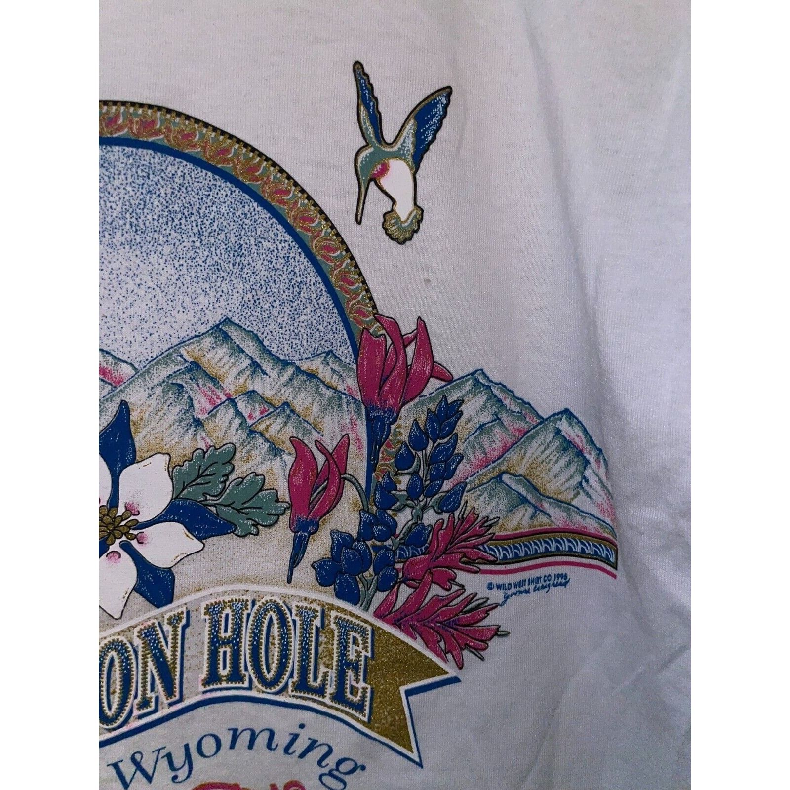 Jerzees Vintage Test Print Jackson Hole Wyoming Misprint White M Tee Size US M / EU 48-50 / 2 - 6 Thumbnail