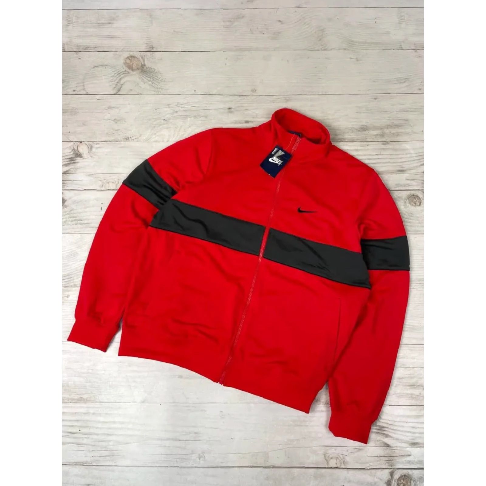Nike VINTAGE Nike Tracksuit Jacket Jacket Pants Set XL Gray Red Men Size XL Track suit Size 46R - 2 Thumbnail