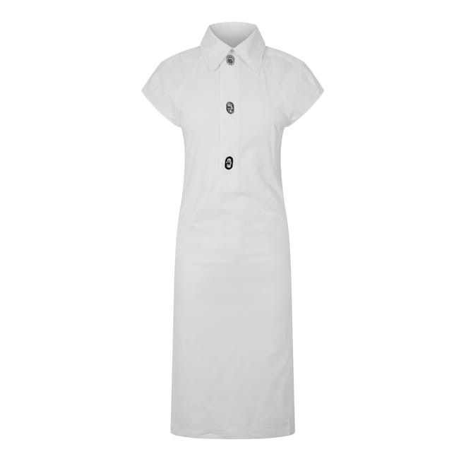Bottega Veneta Collared Neck Midi Dress in White