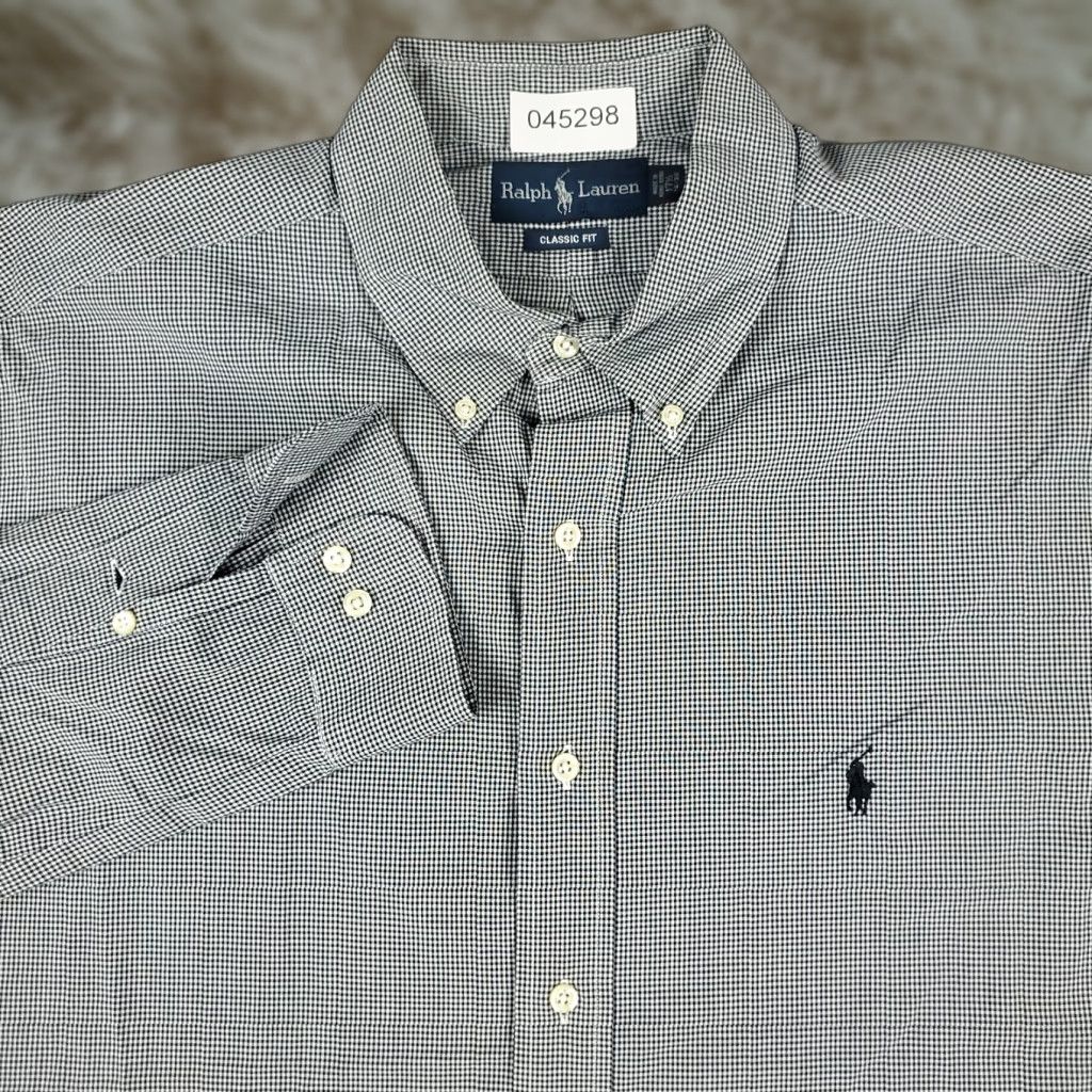 Ralph Lauren Ralph Lauren Dress Shirt Mens 17.5 Blue Check Long Sleeve Button Up Casual Business Size 46R - 1 Thumbnail