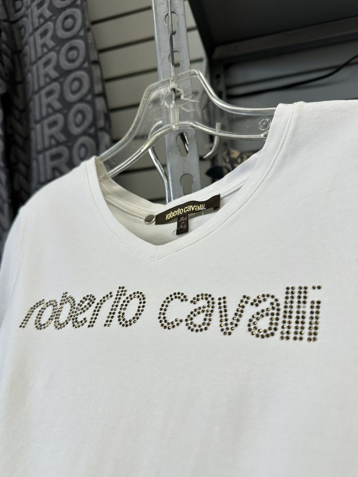 Roberto Cavalli ROBERTO CAVALLI MAINLINE RHINESTONE LOGO TEE SHIRT Size M / US 6-8 / IT 42-44 - 4 Thumbnail