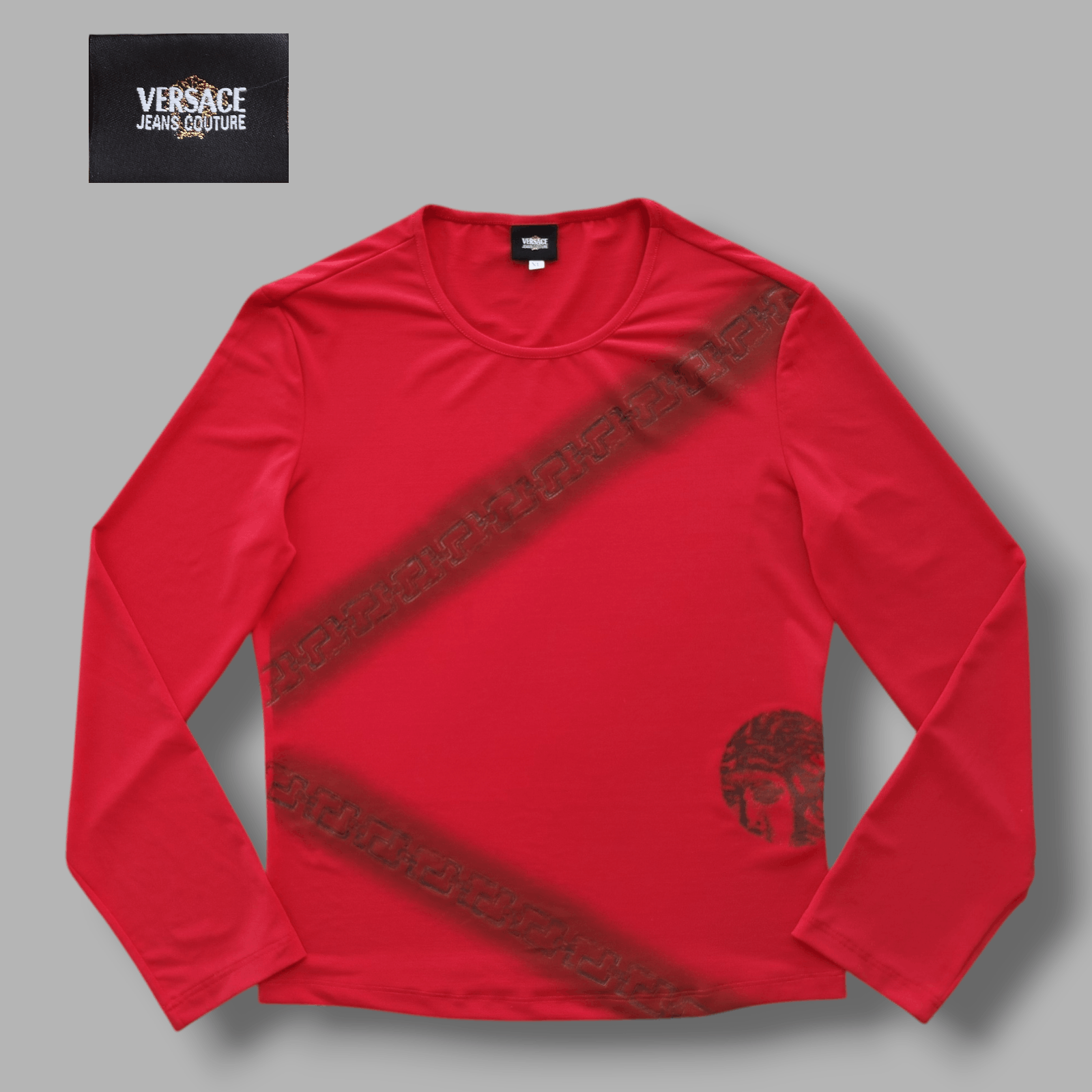 Versace Jeans Couture Top Long Sleeve Medusa Greek Key Vintage 90s Size XL Size XL / US 12-14 / IT 48-50 - 1 Thumbnail