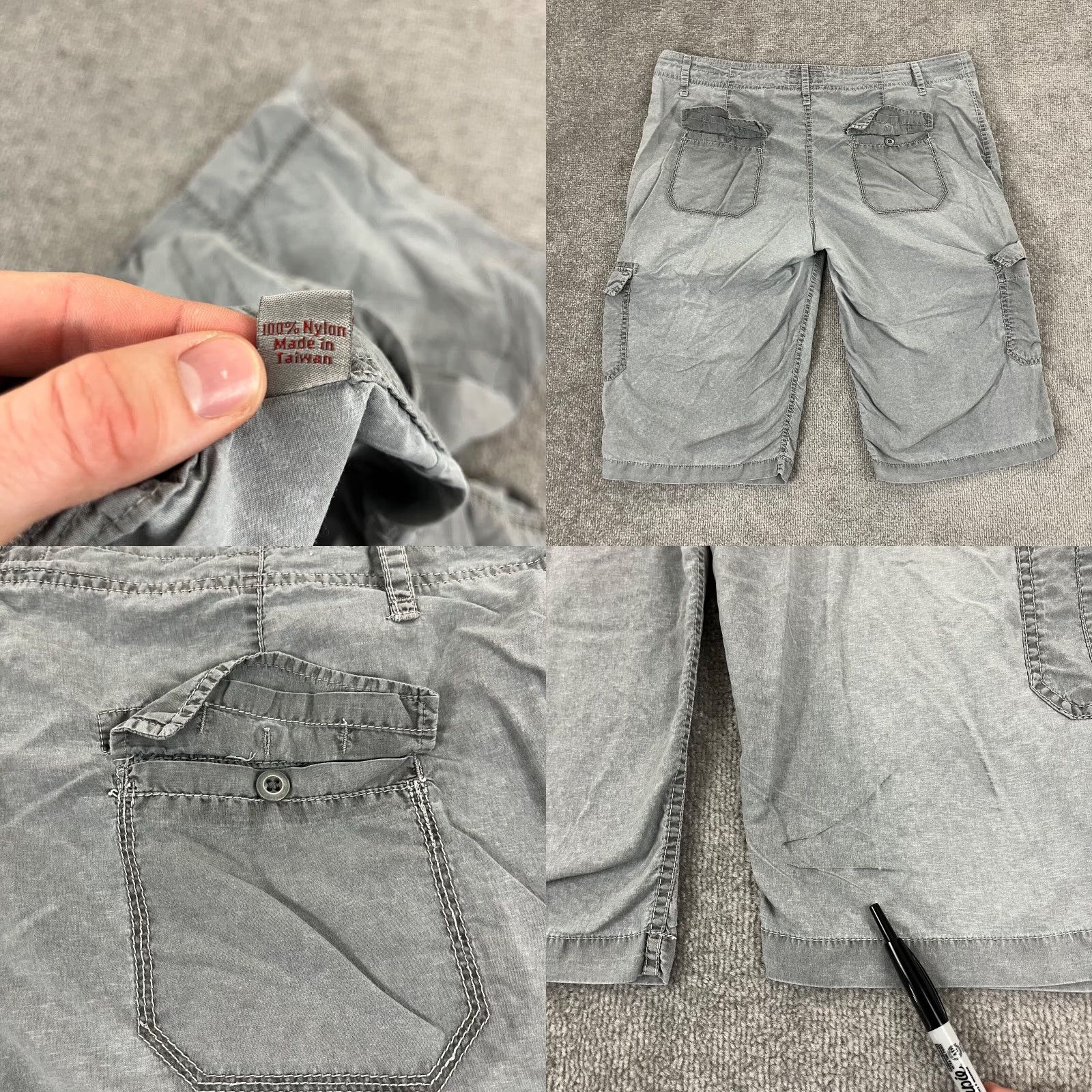 Gramicci VINTAGE Gramicci Shorts Women 14 Bermuda Nylon Gray Patina Dyed 3/4 Length Lightweight Hiking Climb Pockets Size 36" / US 14 / IT 50 - 8 Thumbnail
