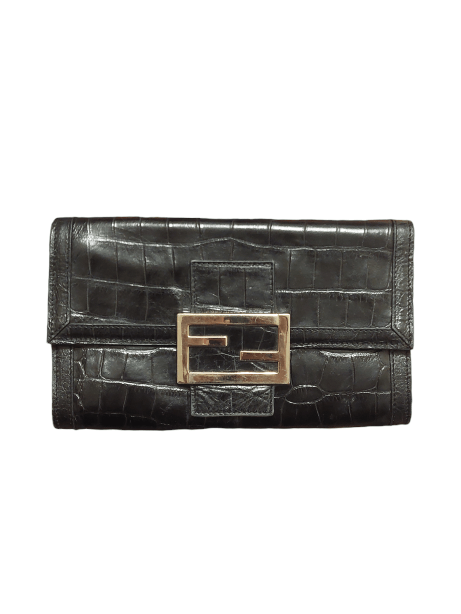Fendi Crocodile Embossed Leather Clutch Size ONE SIZE - 1 Thumbnail
