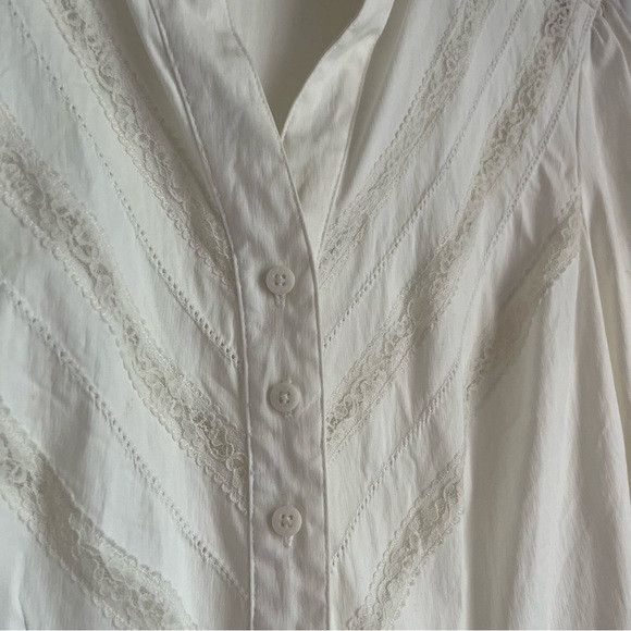 Prada PRADA Pearl White Lace Button Down Collared Women's Blouse Size L / US 10 / IT 46 - 5 Thumbnail