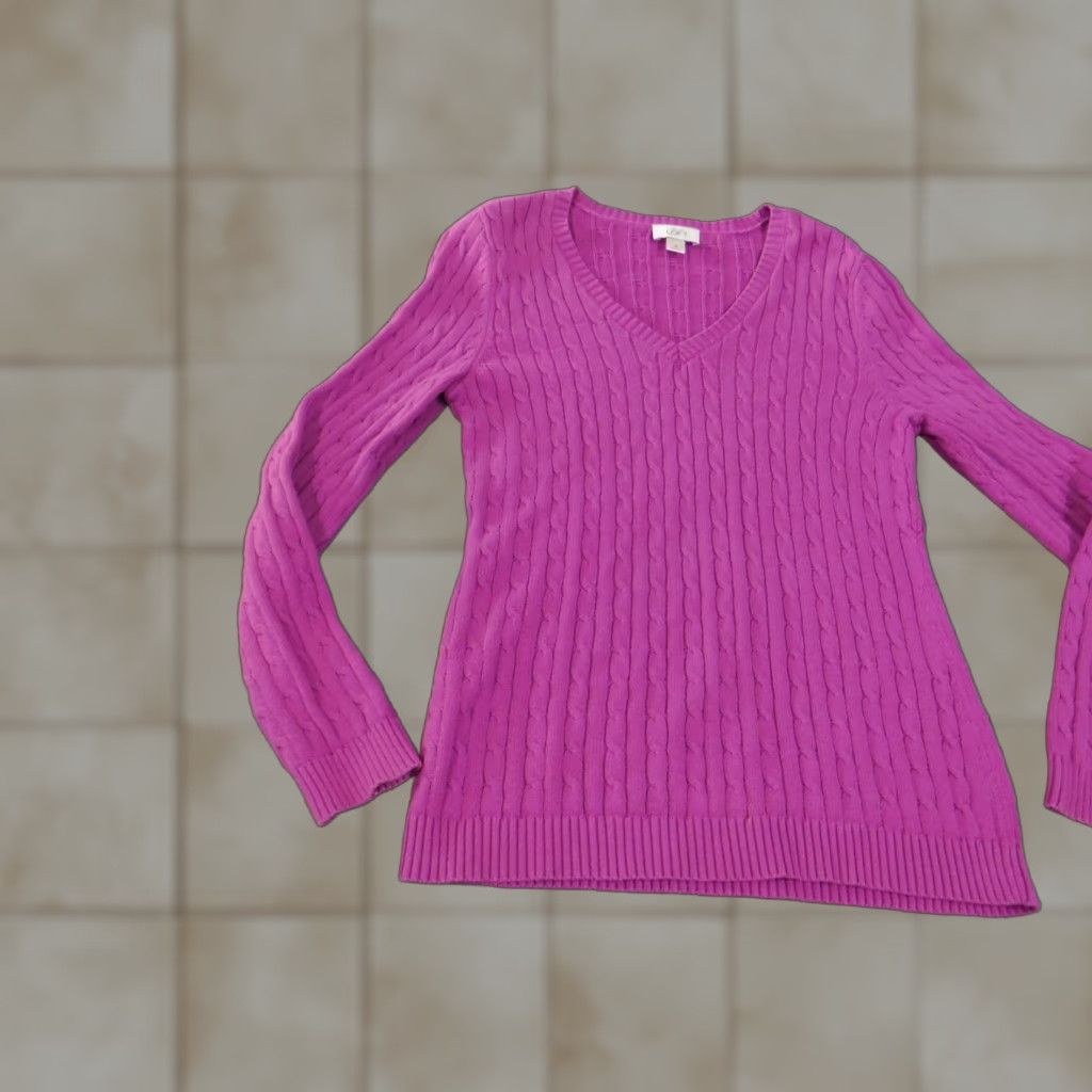 Loft LOFT Sweater Pullover V-Neck Knit Cotton Purple M Women Regular Knit Style Stretch Casual Fall Winter Spring Women Mens? Size M / US 6-8 / IT 42-44 - 1 Thumbnail