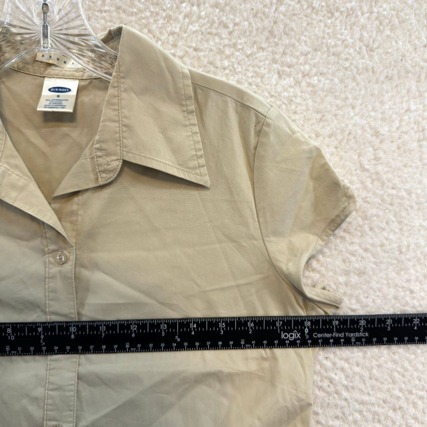 Old Navy Y2K Vintage Button Top Blouse M Khaki Tan Corpcore Office Fairy Grunge Shirt Womens Mens Size M / US 6-8 / IT 42-44 - 4 Thumbnail