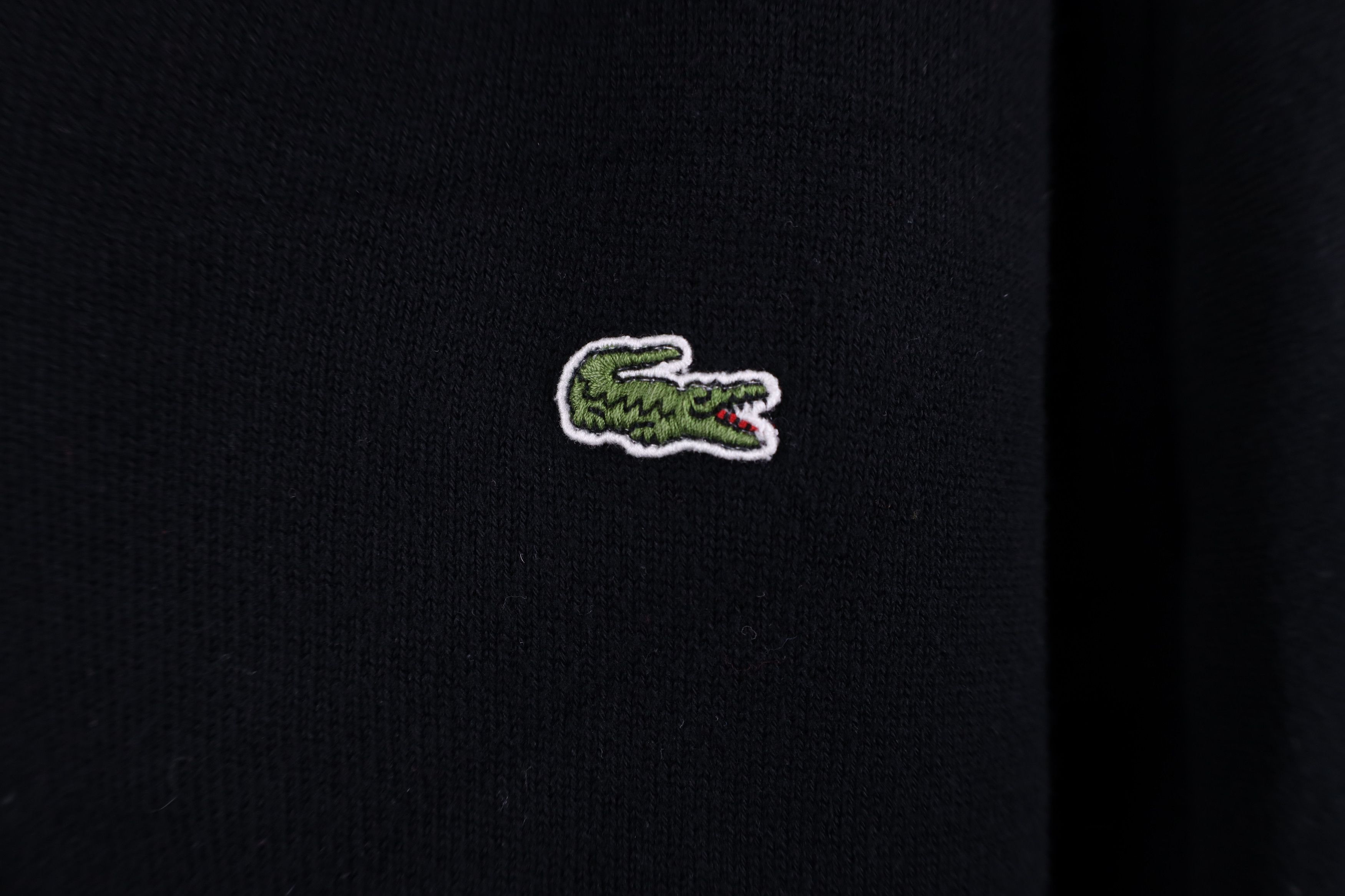 Lacoste × Vintage Vintage Lacoste Faded Croc Logo Knit V-Neck Sweater Black Size US M / EU 48-50 / 2 - 4 Thumbnail