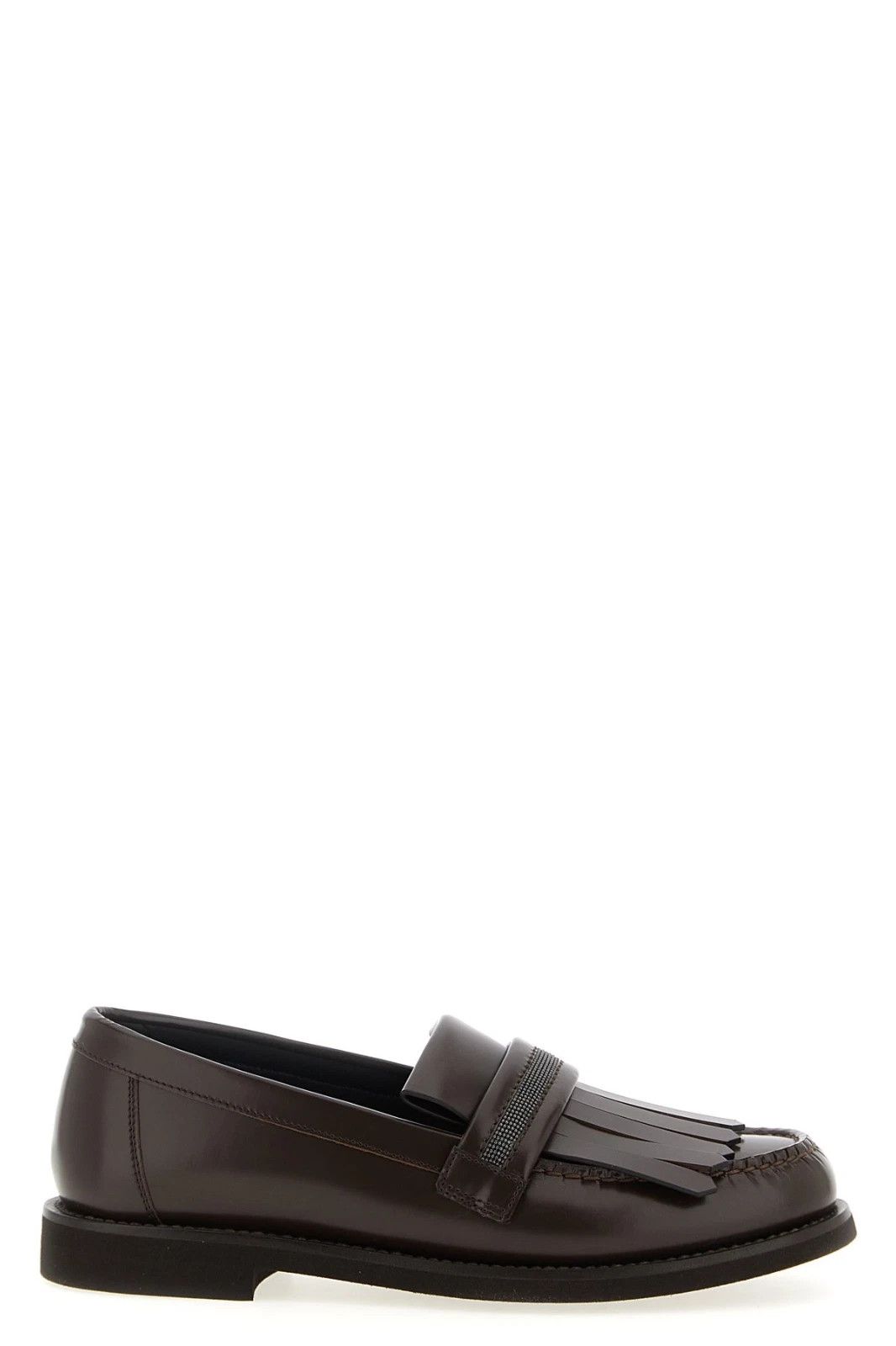 BRUNELLO CUCINELLI Monile Brown Leather Loafers