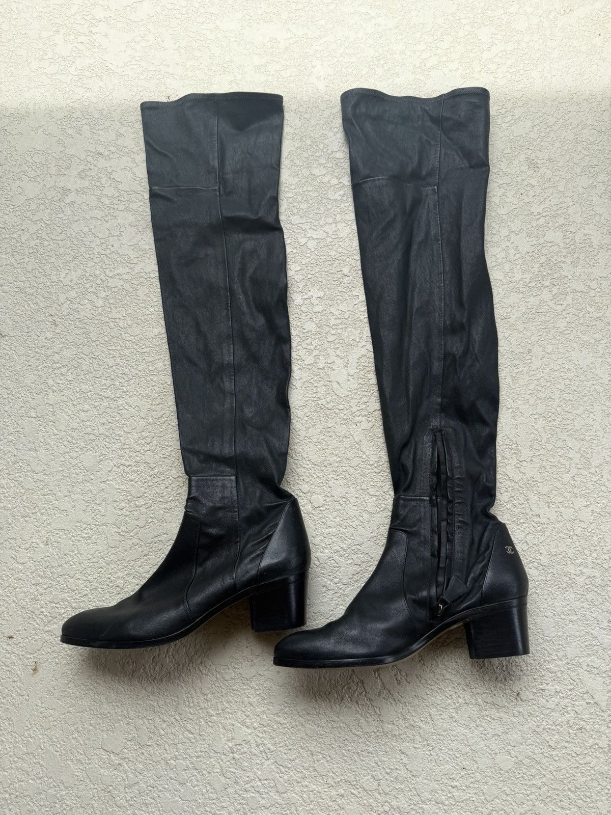 Chanel Chanel Thigh High Made In Italy Genuine Leather Boots Size US 11 / IT 41 - 1 Thumbnail