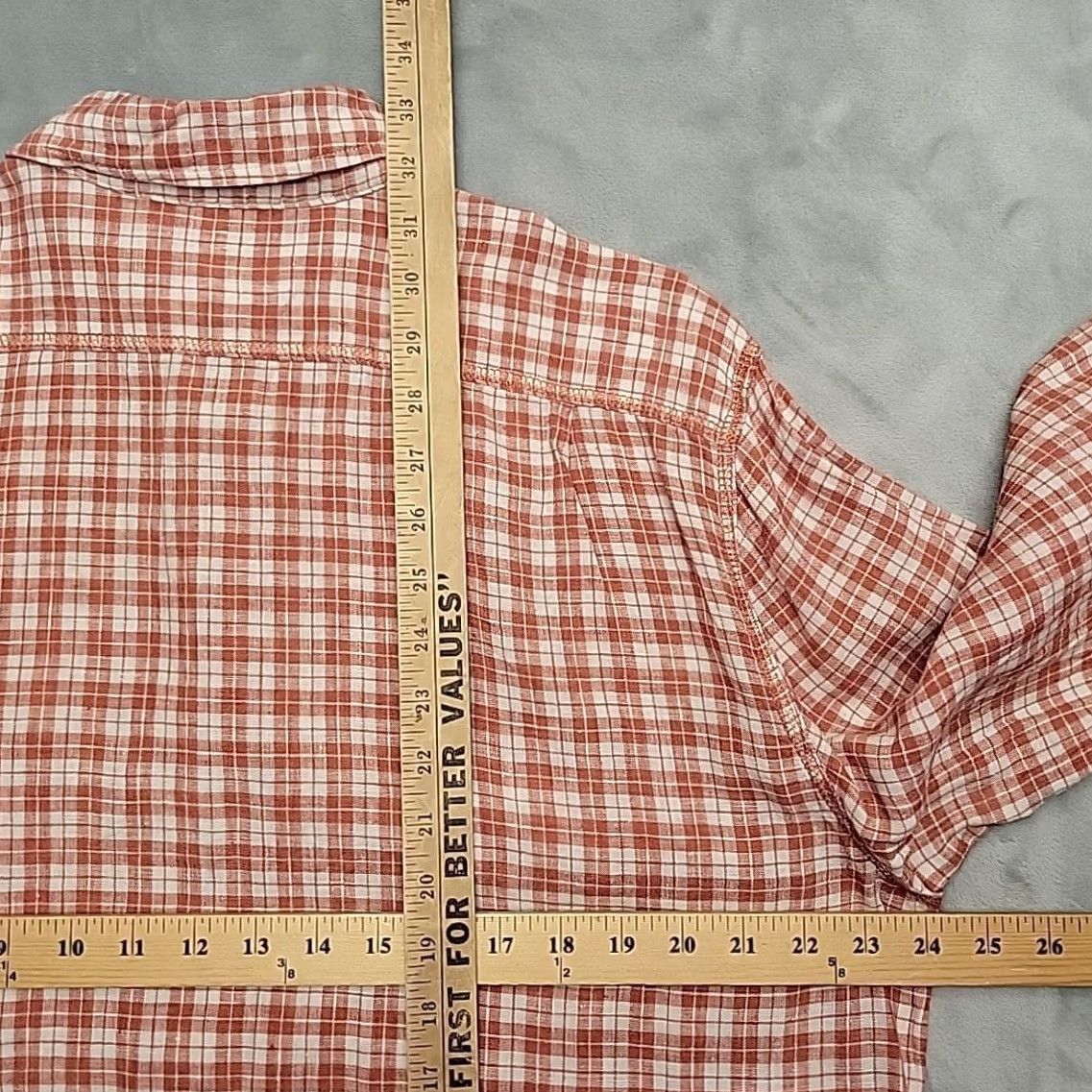 The Territory Ahead The Territory Ahead Shirt Men XL Brick Red Plaid 100% Linen Long Sleeve Button-Up Collared Pocketed Casual Travel Size US XL / EU 56 / 4 - 6 Thumbnail