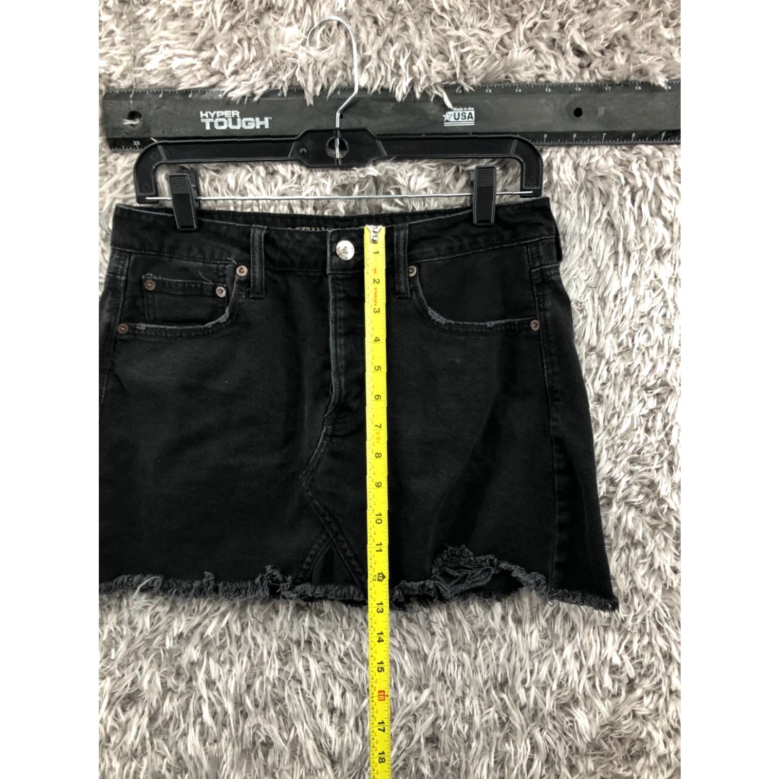 American Eagle Outfitters American Eagle Outfitters A-Line Skirt Short Black Denim Cotton Blend Button Closure 8 Adult Womens Size 30" / US 8 / IT 44 - 3 Thumbnail