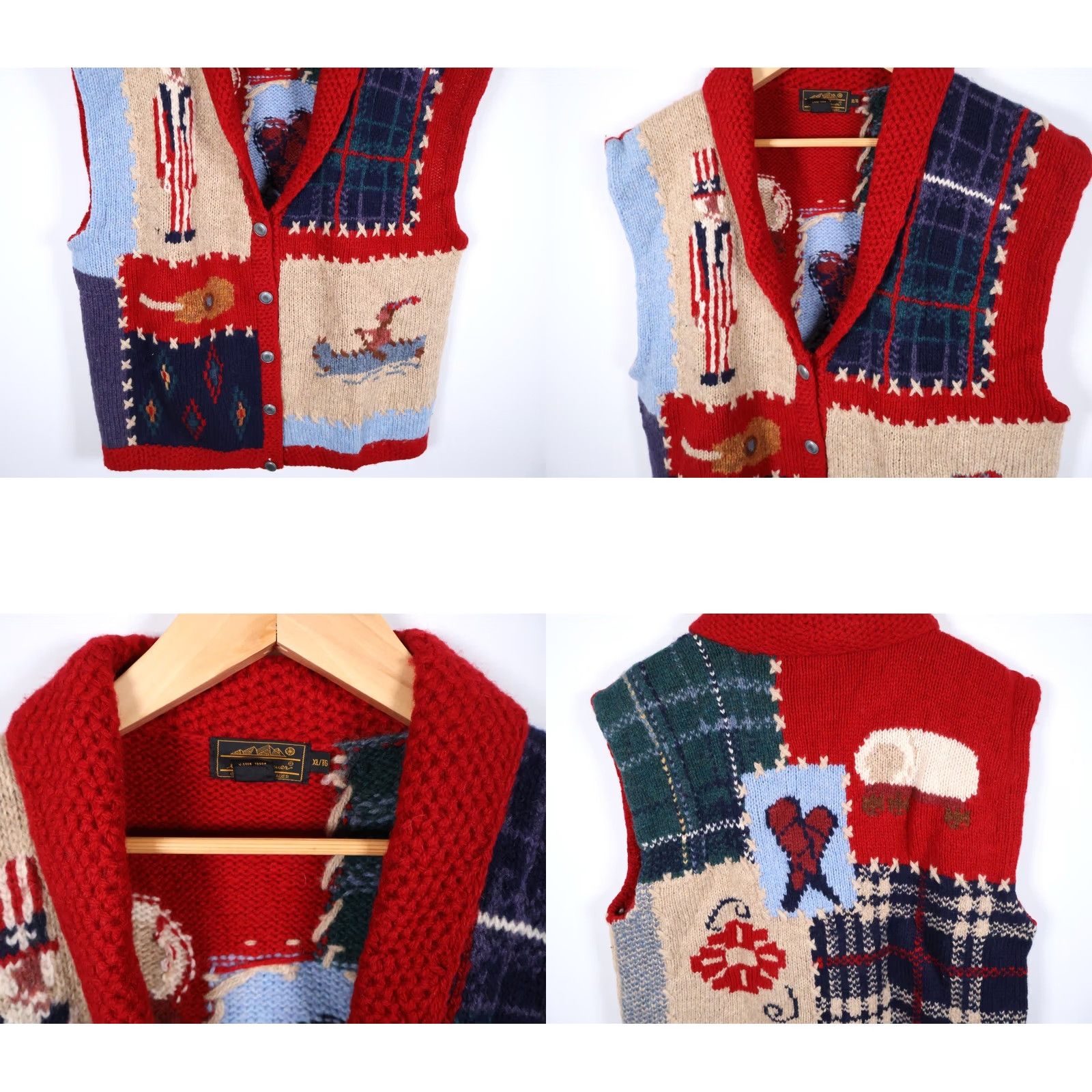 Eddie Bauer VINTAGE Eddie Bauer Sweater Vest Knit Wool Patchwork Red 90s XL Women’s Womens Size XL / US 12-14 / IT 48-50 - 8 Thumbnail