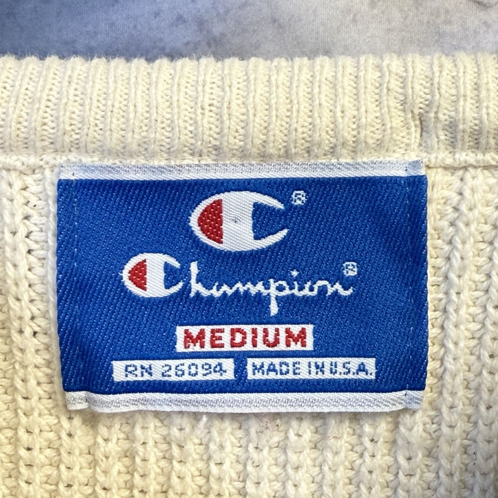 Champion × Vintage Vintage Champion Knit Sweater Mt Carmel Crewneck Cream Made Size US M / EU 48-50 / 2 - 9 Thumbnail