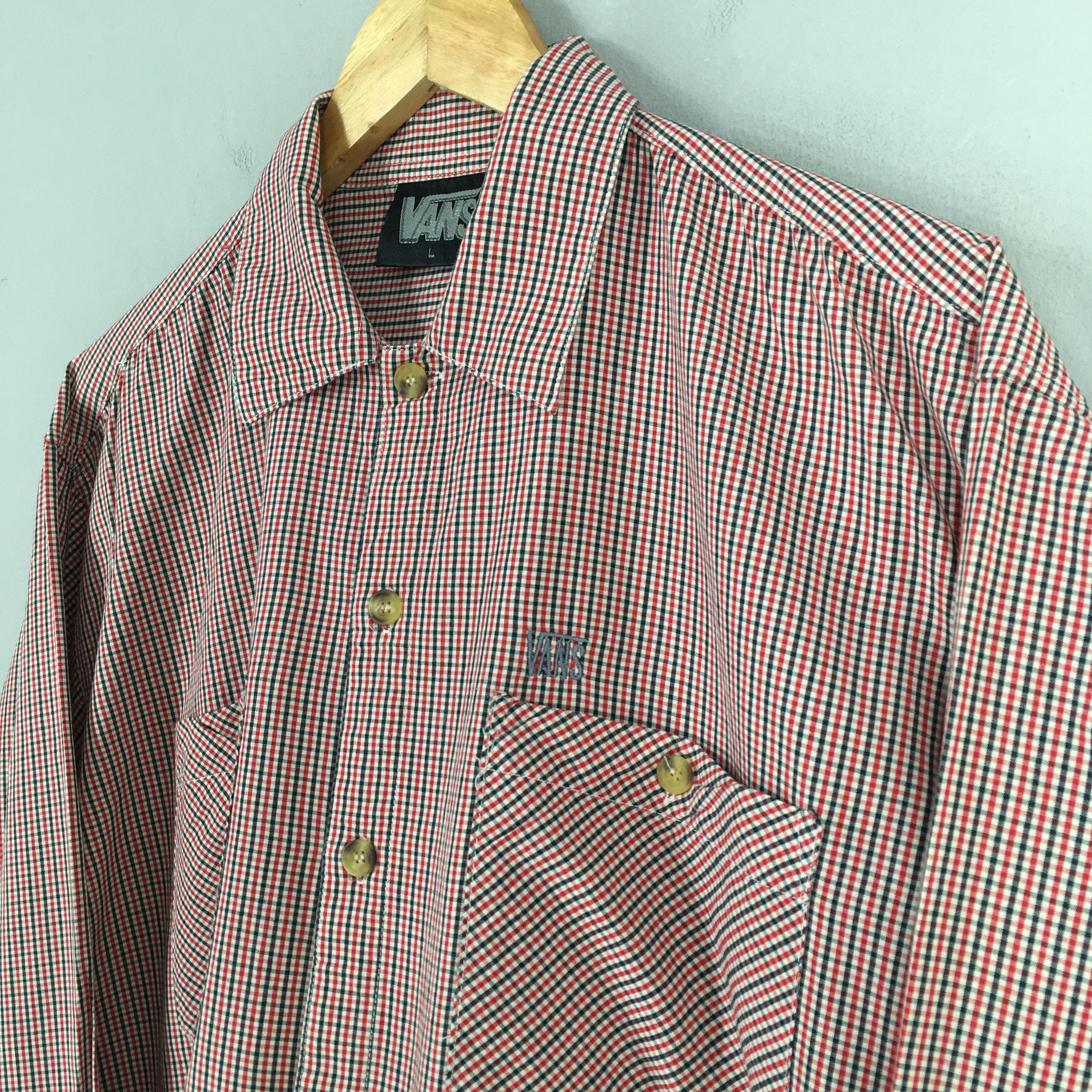 Vans × Vintage Vintage 90s Vans Plaid Checkered Flannel Shirt L Size US L / EU 52-54 / 3 - 3 Thumbnail