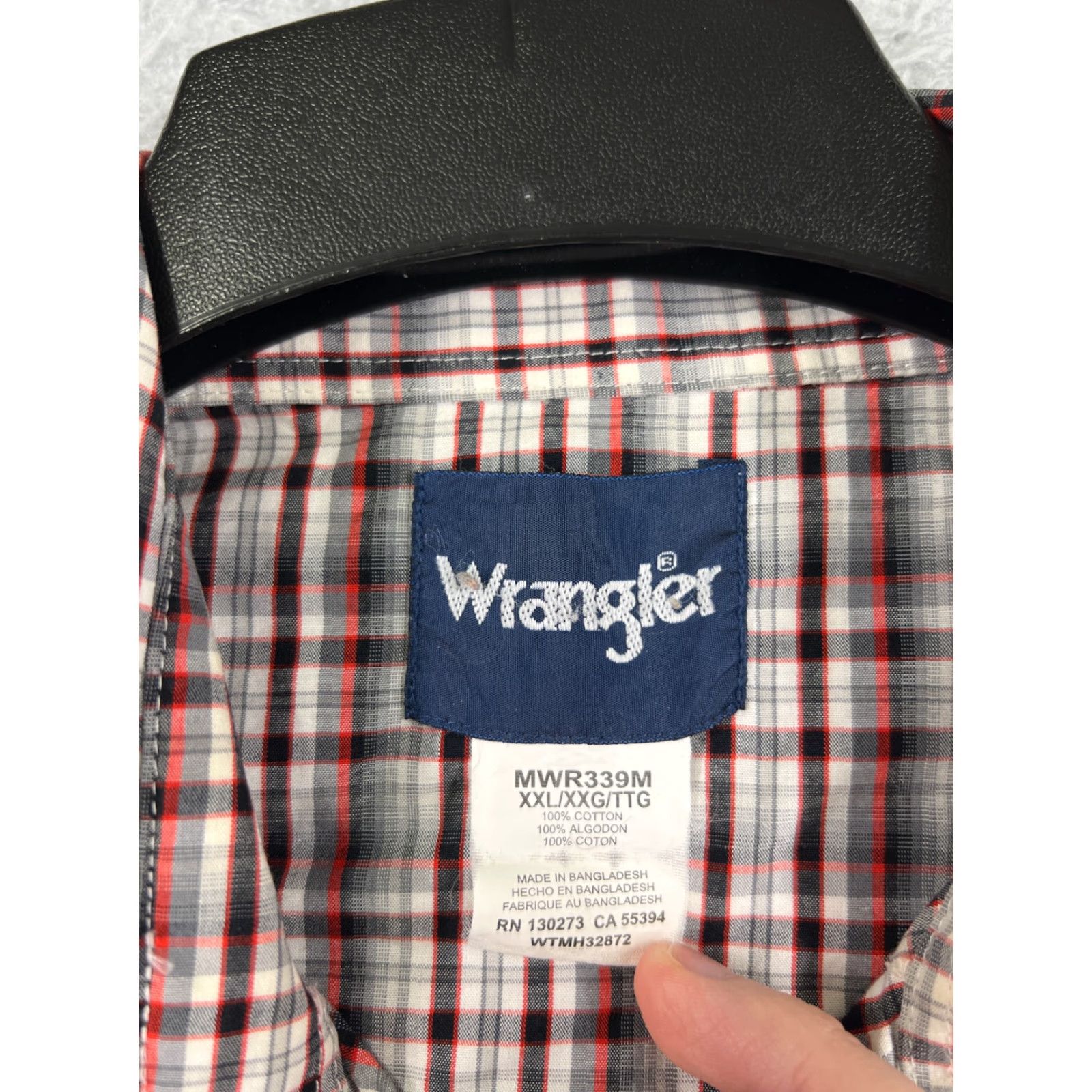 Wrangler Wrangler Shirt Mens 2XL XXL Red Black Plaid Western Pearl Snap Short Sleeve Size US XXL / EU 58 / 5 - 3 Thumbnail
