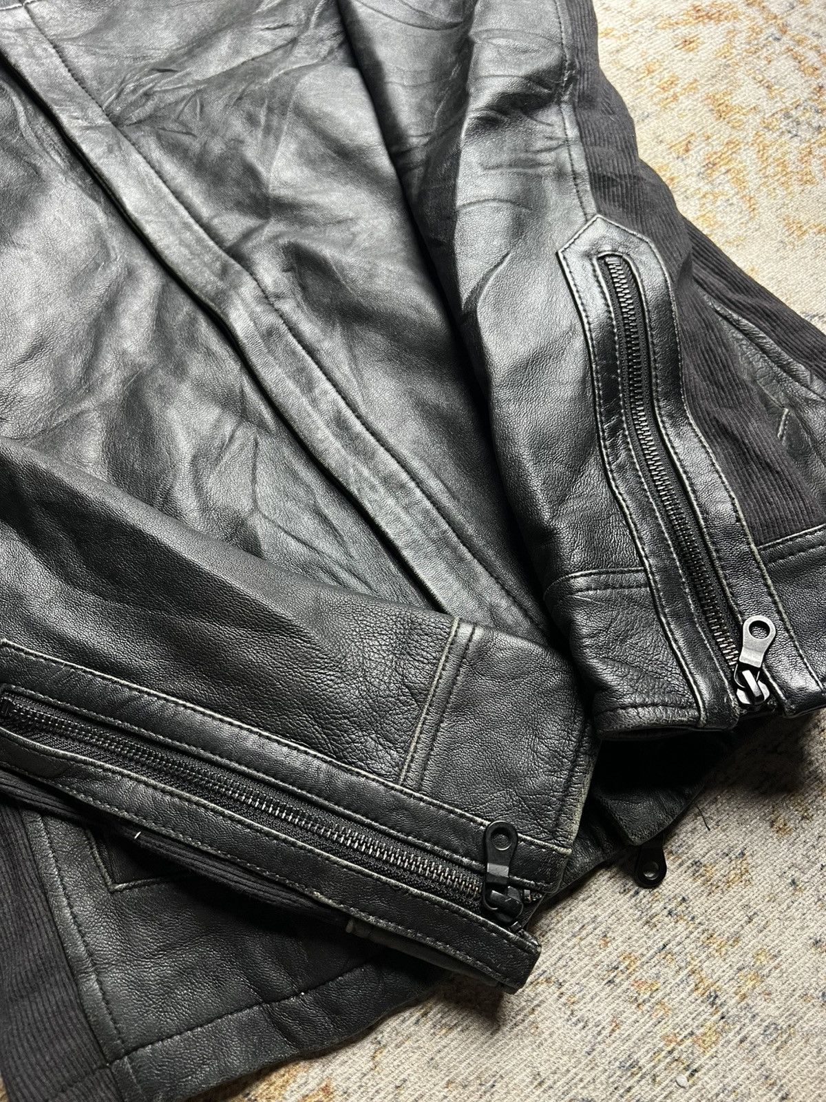 14th Addiction No Id Japan Leather Hybrid Bono Jacket Iswn Lgb Vkei Kmrii Size US M / EU 48-50 / 2 - 4 Thumbnail