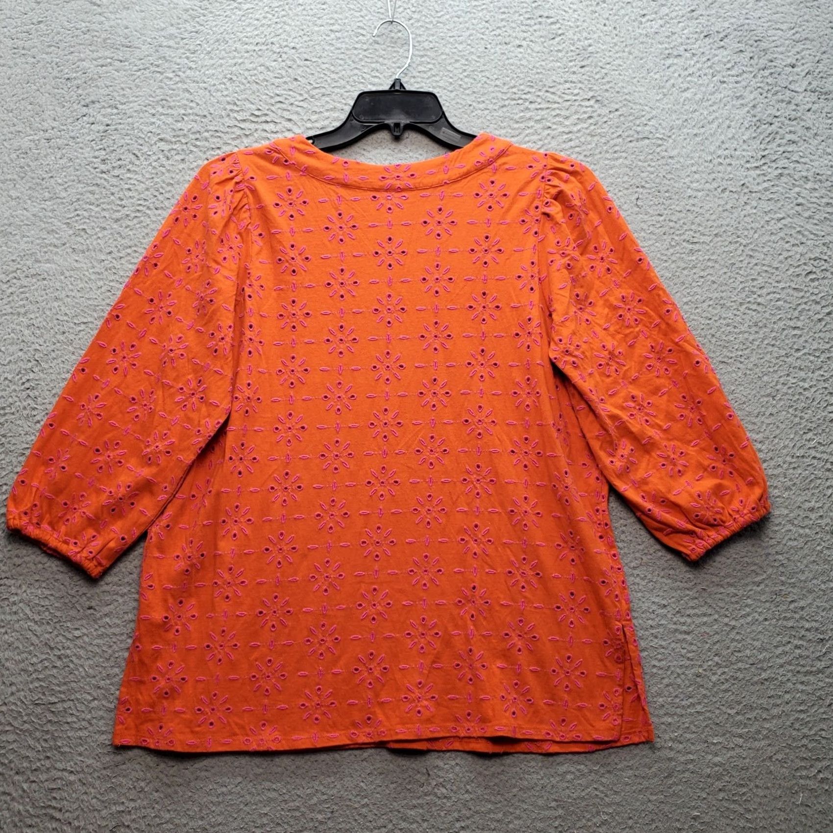 J. Jill J. Jill Tunic Top Womens Small Multi Embroidered Eyelet Balloon Sleeve V-Neck Shirt Womens Size S Multicolor Floral 3/4 Sleeve Light Cotton Blouse Size S / US 4 / IT 40 - 2 Thumbnail