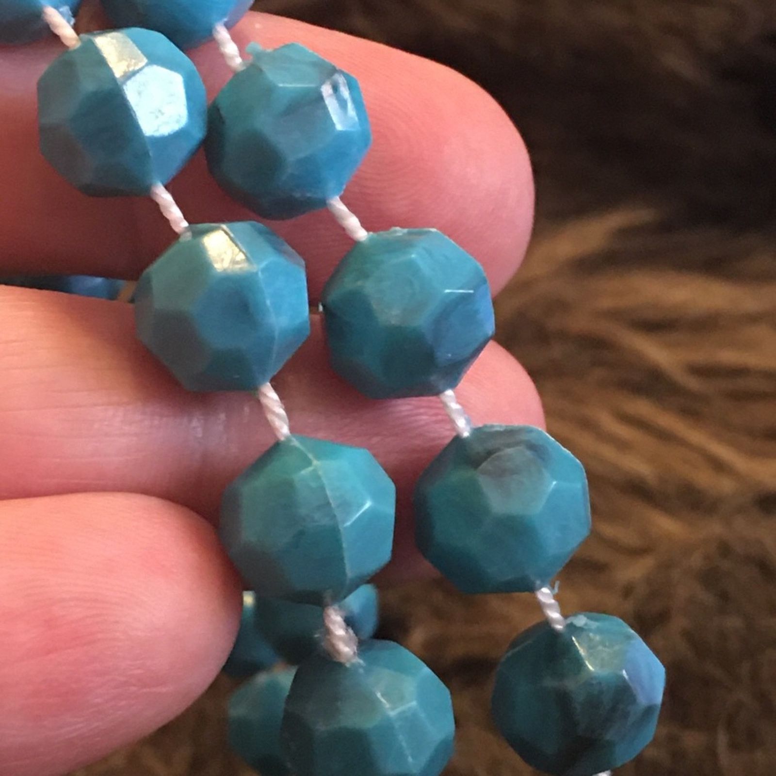 Vintage Vintage turquoise faceted marble bead necklace Size ONE SIZE - 8 Thumbnail