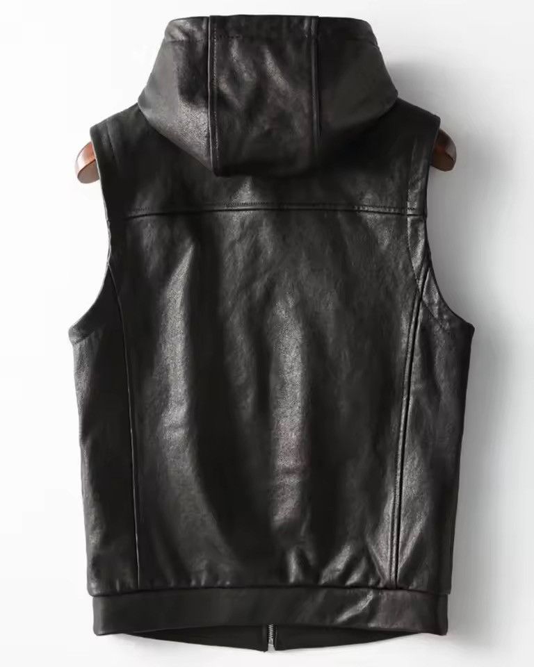 Japanese Brand Faux Leather Hooded Vest - Tactical Streetwear Size US L / EU 52-54 / 3 - 5 Thumbnail