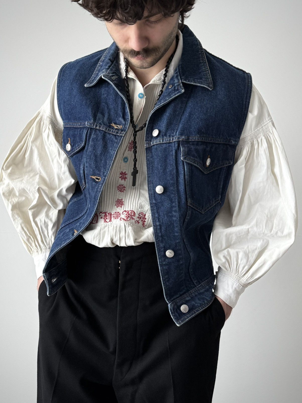 Katharine Hamnett London Vintage 2000s Katharine Hamnett Denim Vest Size US L / EU 52-54 / 3 - 1 Thumbnail