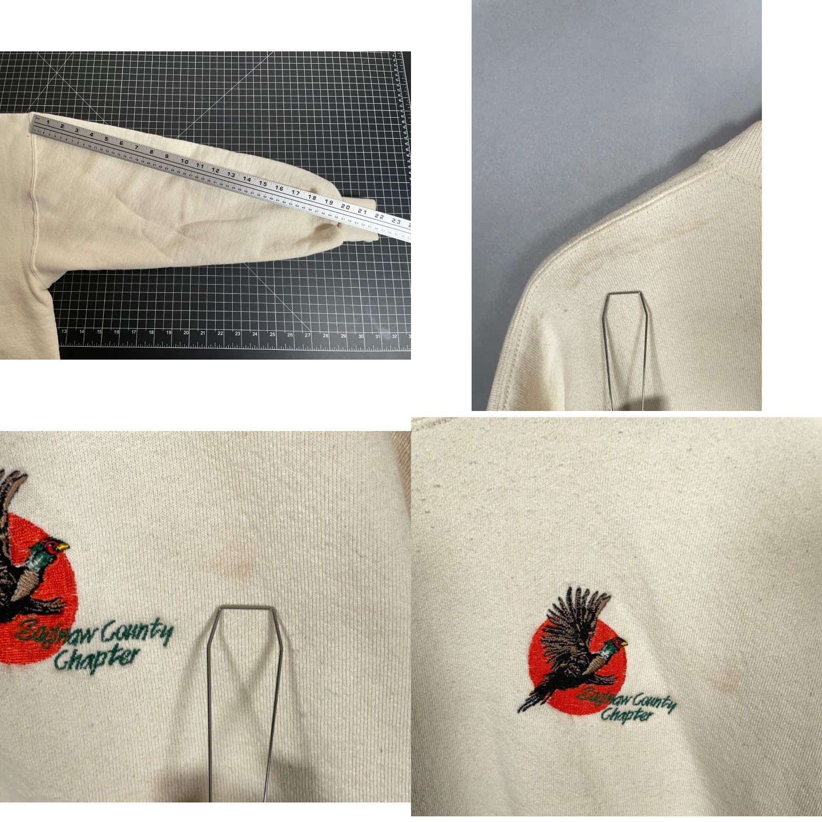 Jerzees VINTAGE Jerzees 90s Turkey Embroidered Sweatshirt Men XL Ivory Crew Neck Pullover Graphic Print Saginaw County Jacket Style Size US XL / EU 56 / 4 - 8 Thumbnail
