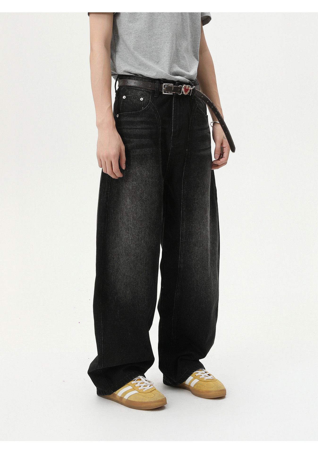 Vintage Men's distressed casual loose wide-leg washed curved jeans Size US 32 / EU 48 - 4 Thumbnail